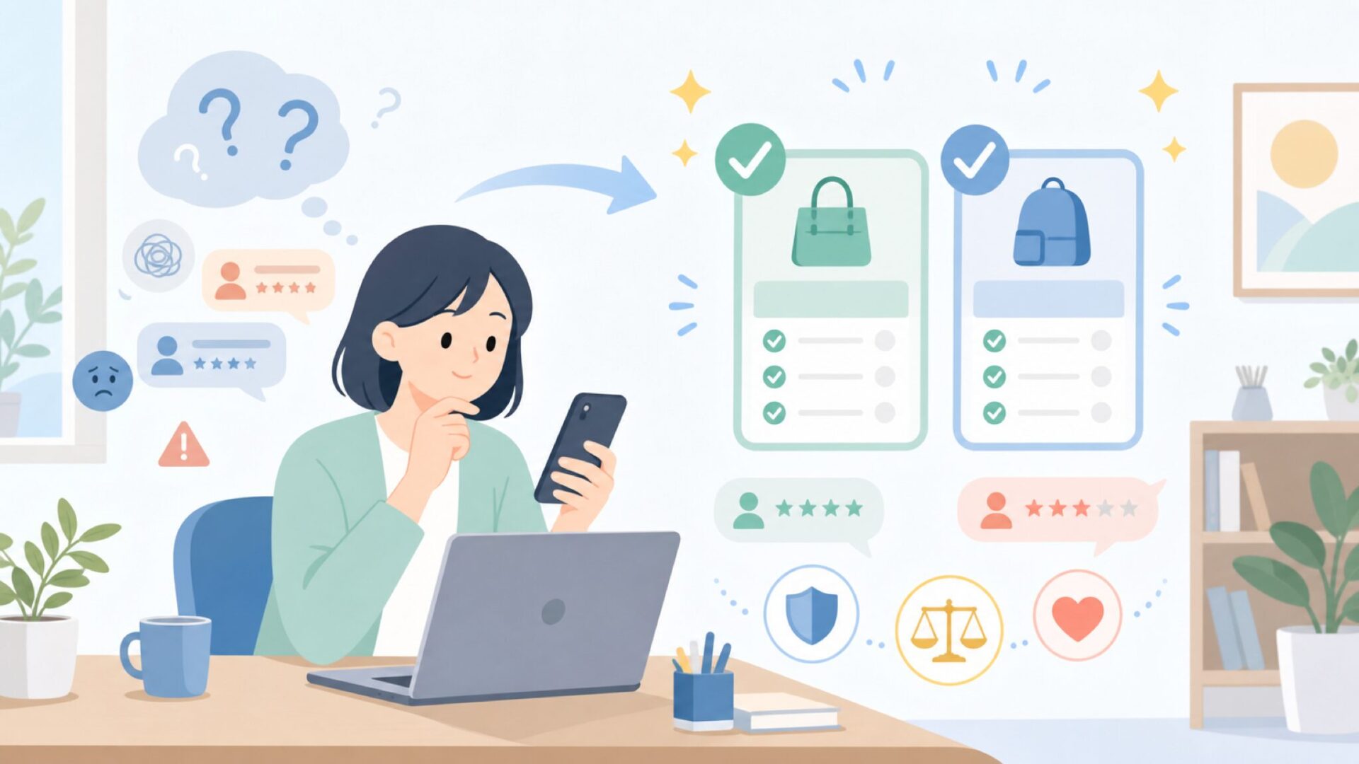 日本の購入者が感じたリアルな口コミを表すイラスト