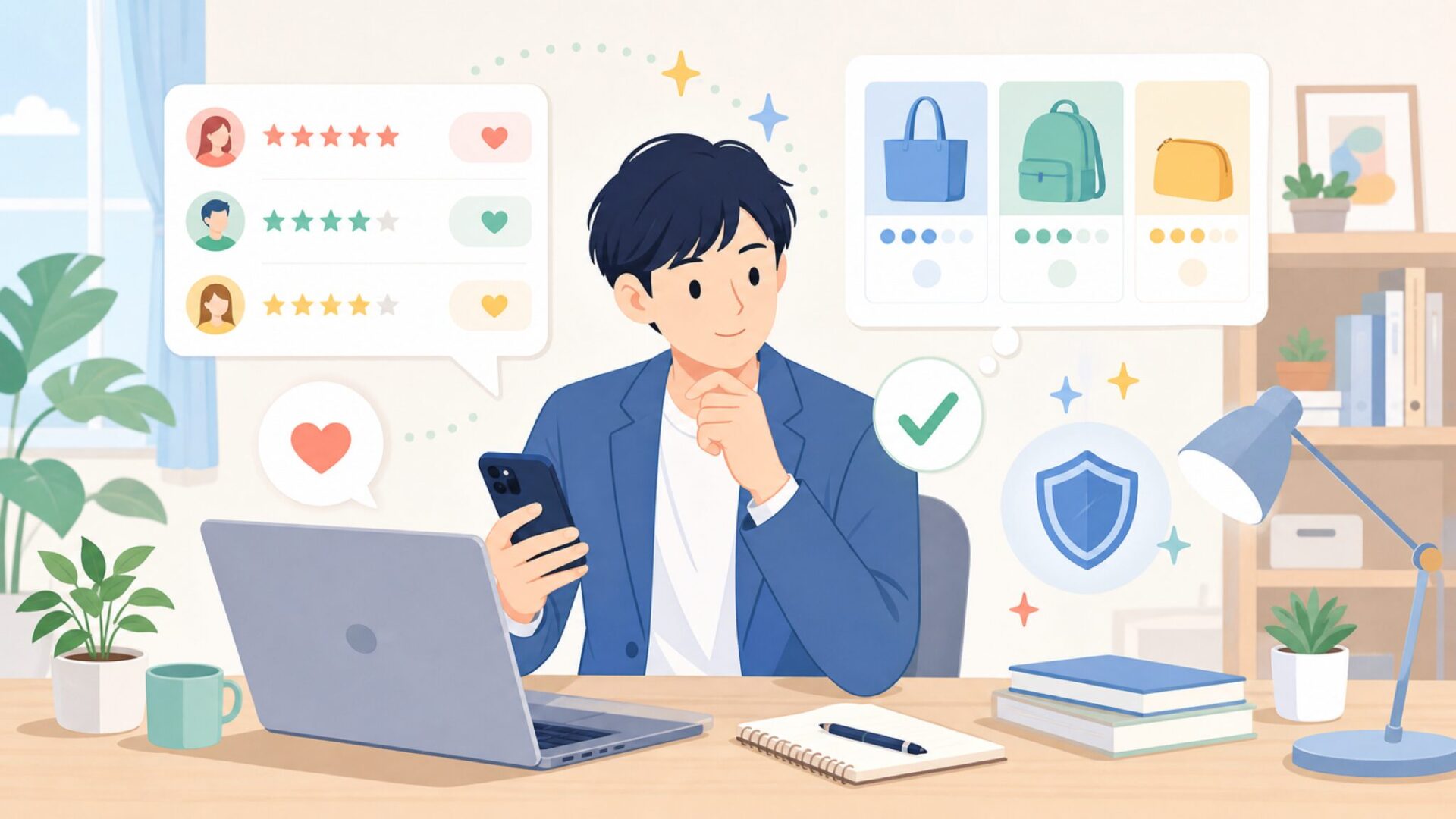 日本の購入者レビューから見える実態を表すイラスト