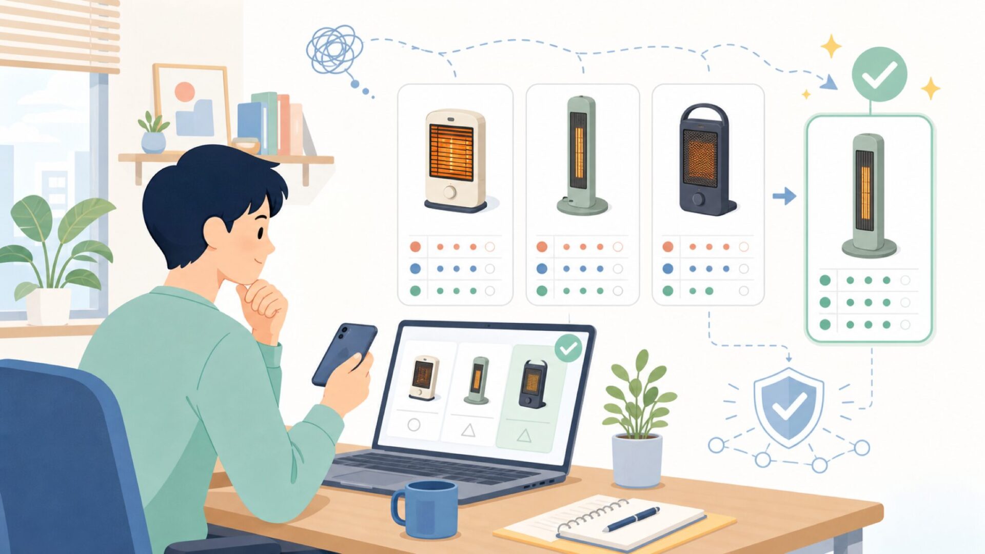APIXヒーターのおすすめモデルと選び方を表すイラスト