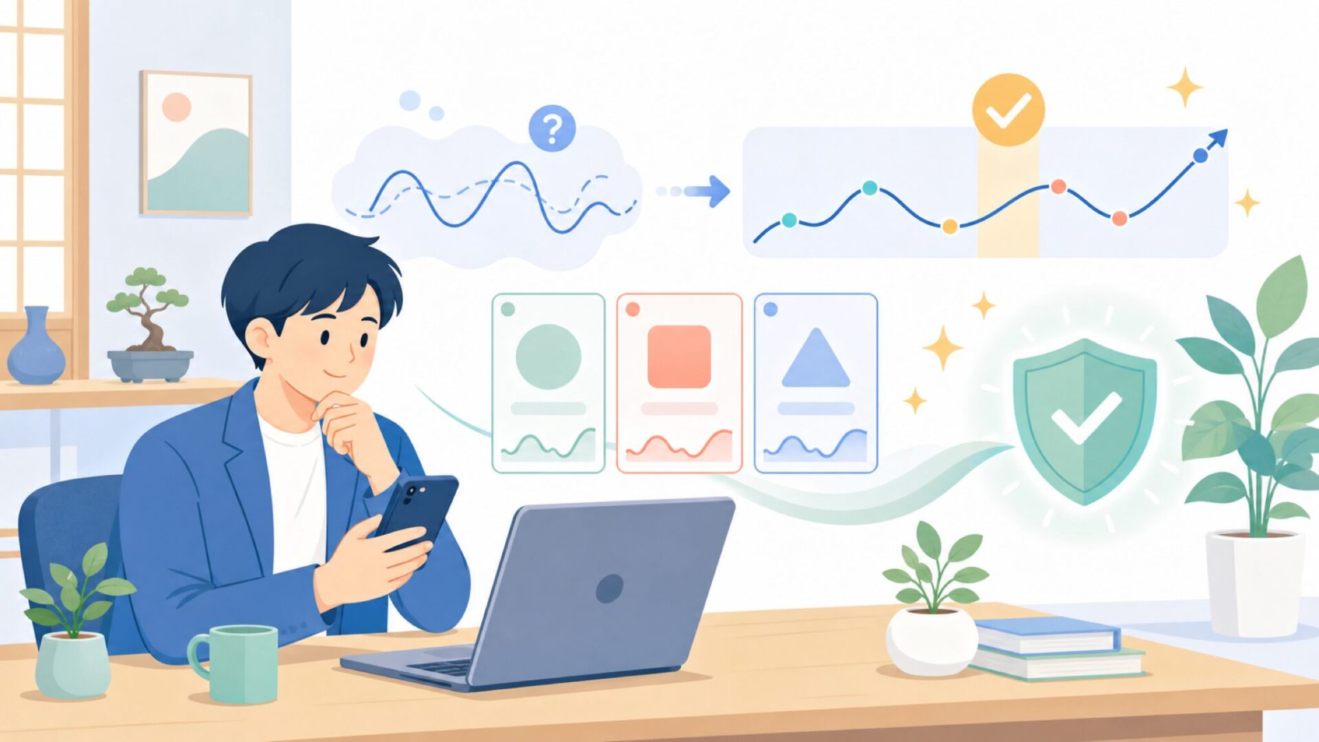 価格推移から見る買い時とセールのタイミングを表すイラスト