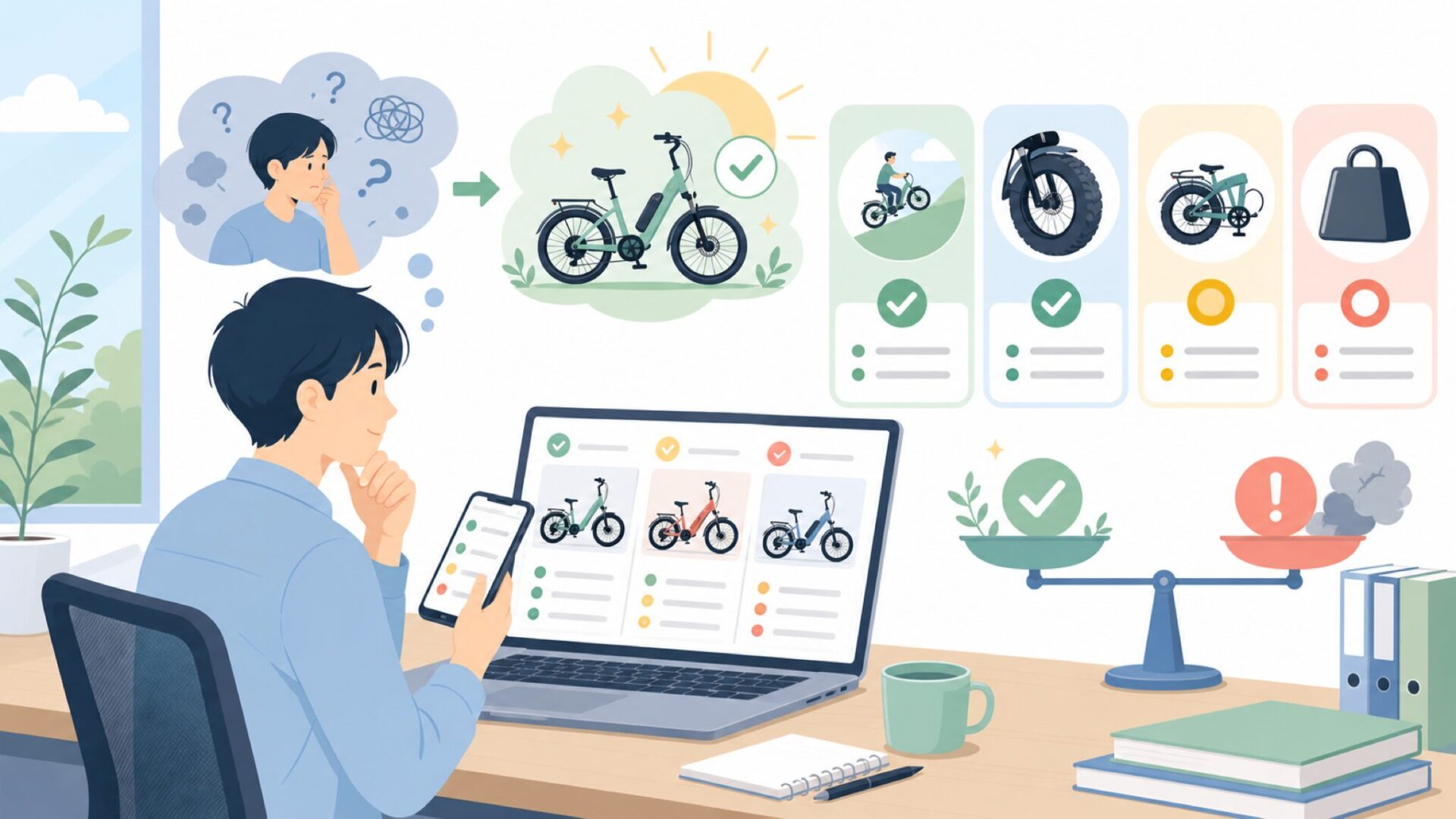 口コミ・レビューから見えるHeybikeの評価と気になる点を表すイラスト