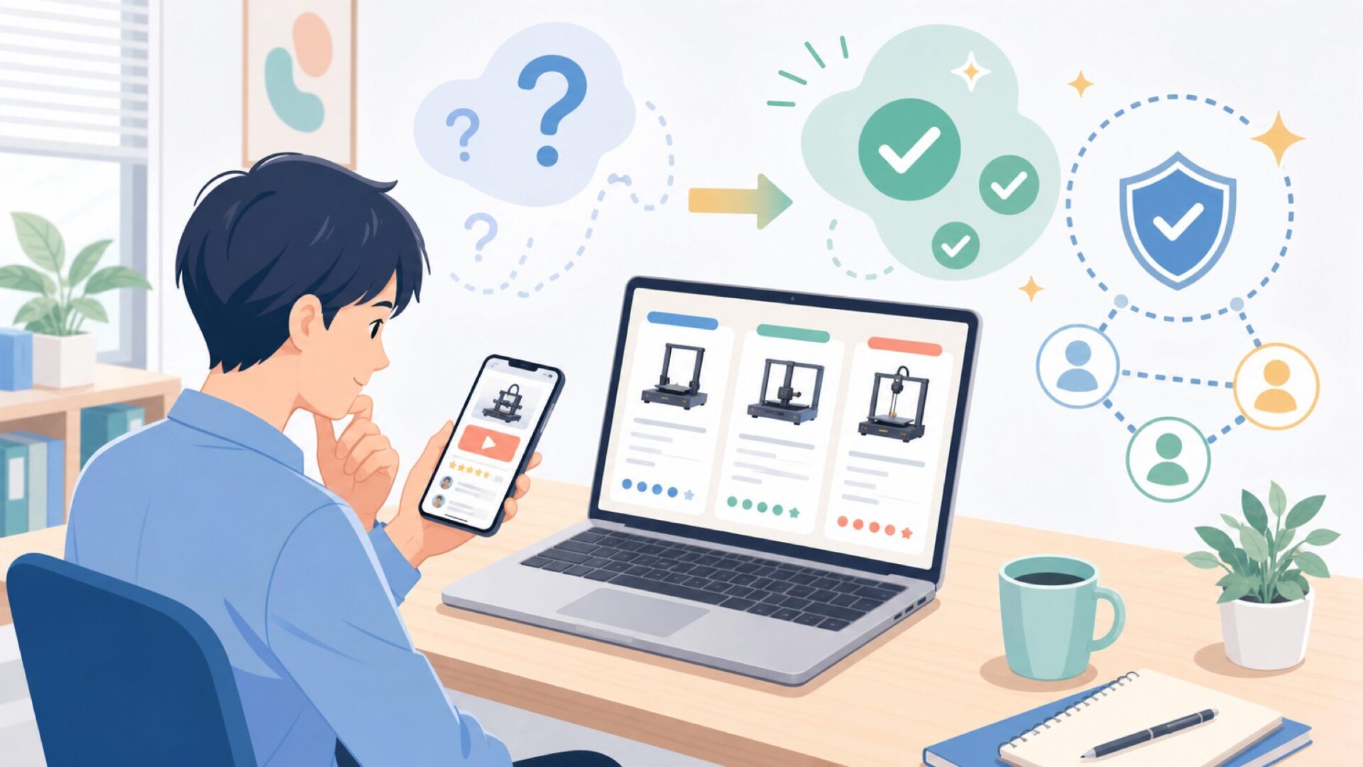 実際どう?日本のレビューとYouTube作例からわかることを表すイラスト