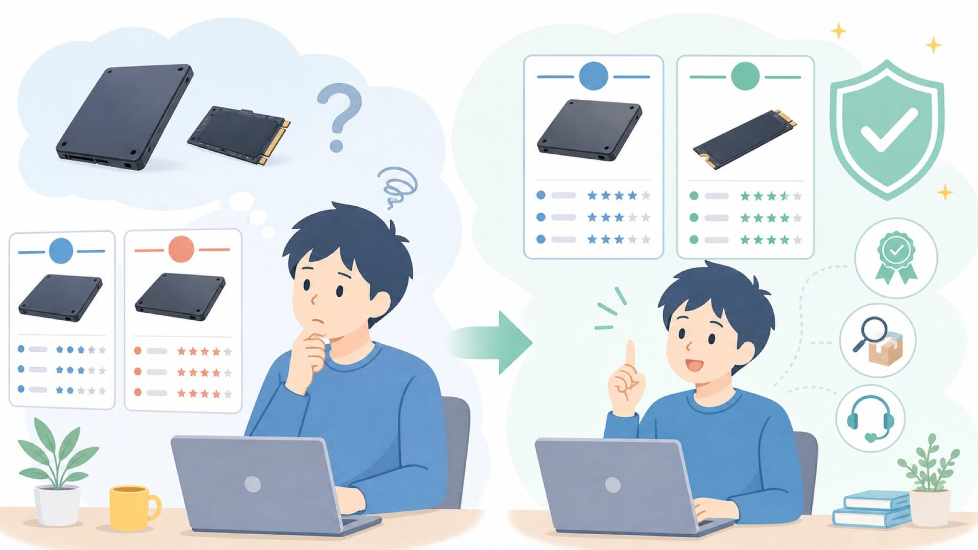 バッファローなど国内有名ブランドと比べて選んでいいのかを表すイラスト