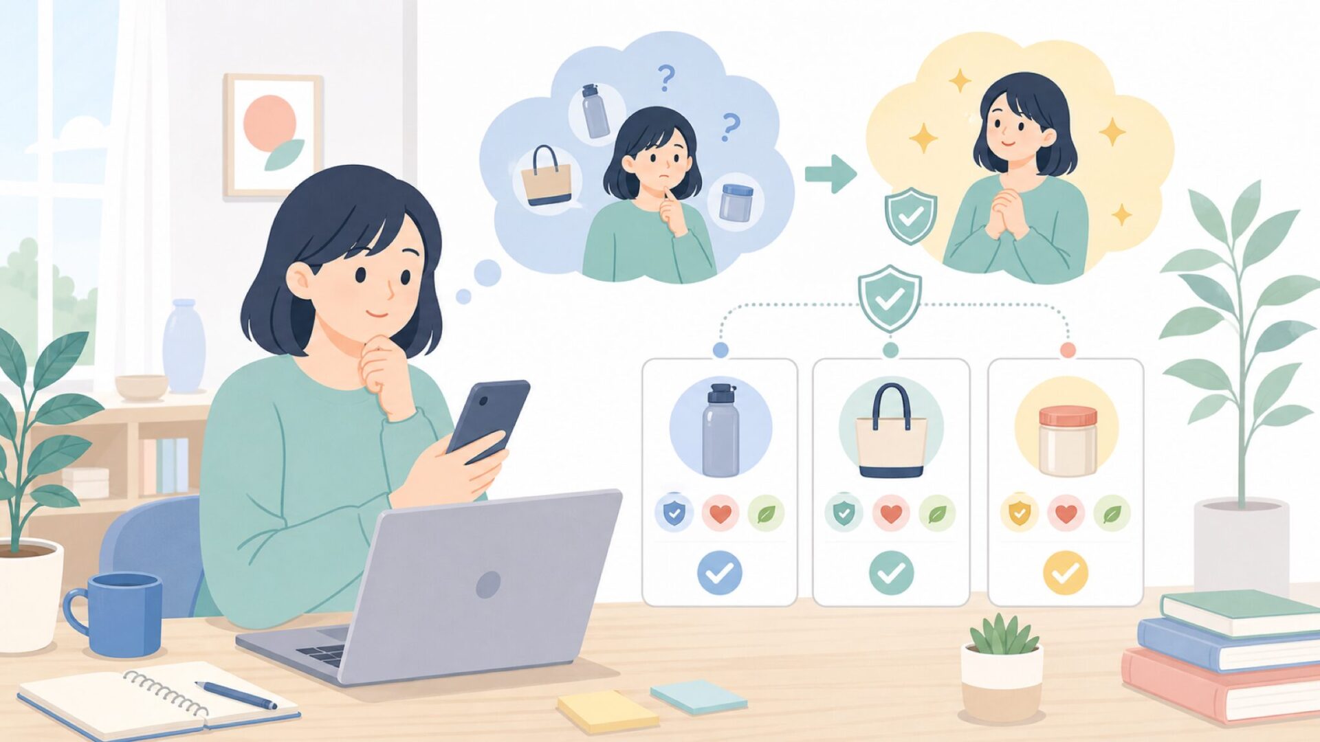 初めてでも失敗しない選び方とおすすめの活用シーンを表すイラスト
