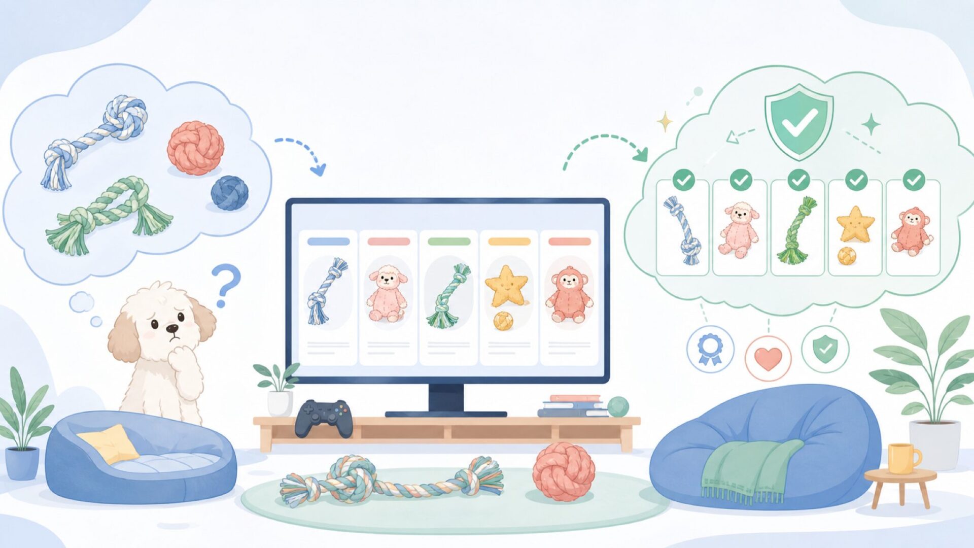ロープ系おもちゃと人気シリーズをまとめてチェックを表すイラスト