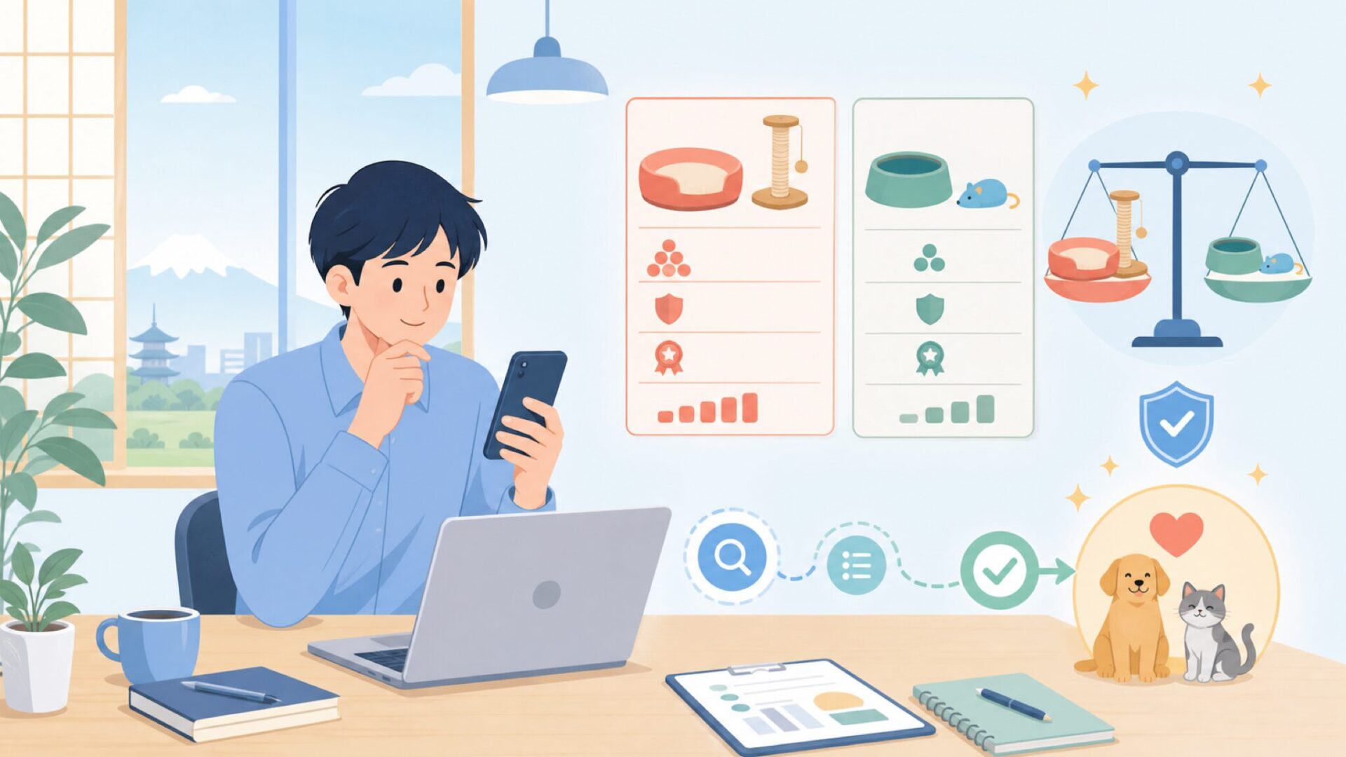 価格帯とコストパフォーマンスの考え方を表すイラスト