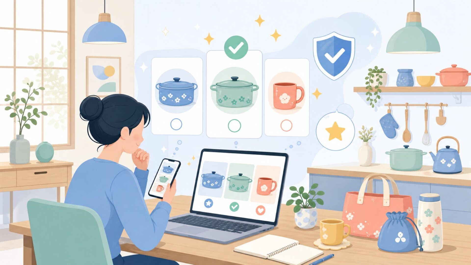 Neoflam×Kittyなどコラボアイテムの魅力を表すイラスト