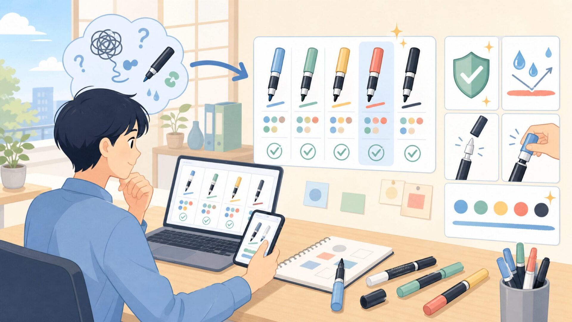 他社類似製品と比べてPOSCAを選ぶ理由を表すイラスト
