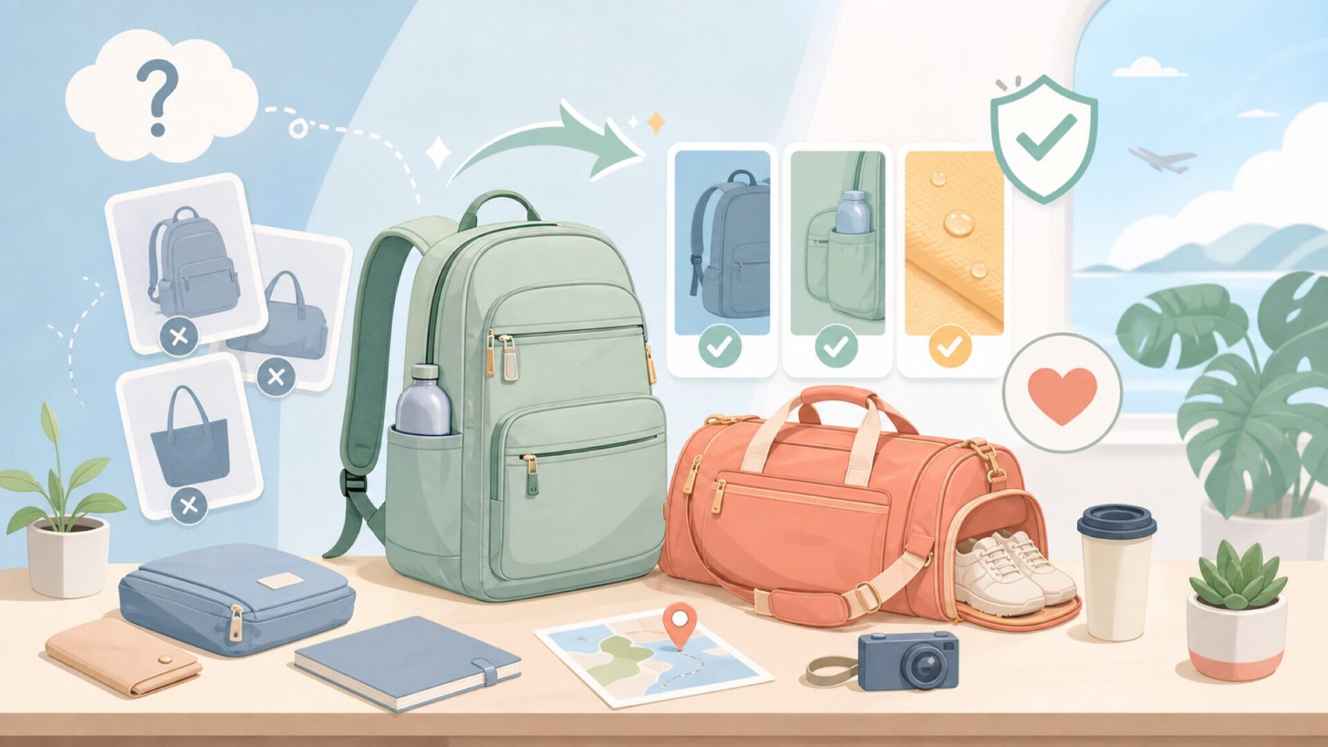 レディースに人気のバッグ Luka Duffle Bagなどを表すイラスト