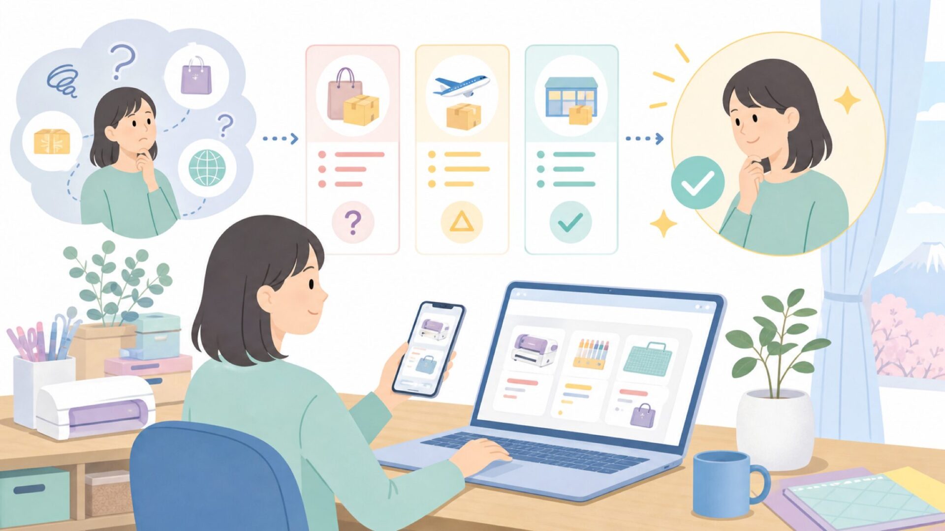日本でCrafter's Companionを購入する方法を表すイラスト
