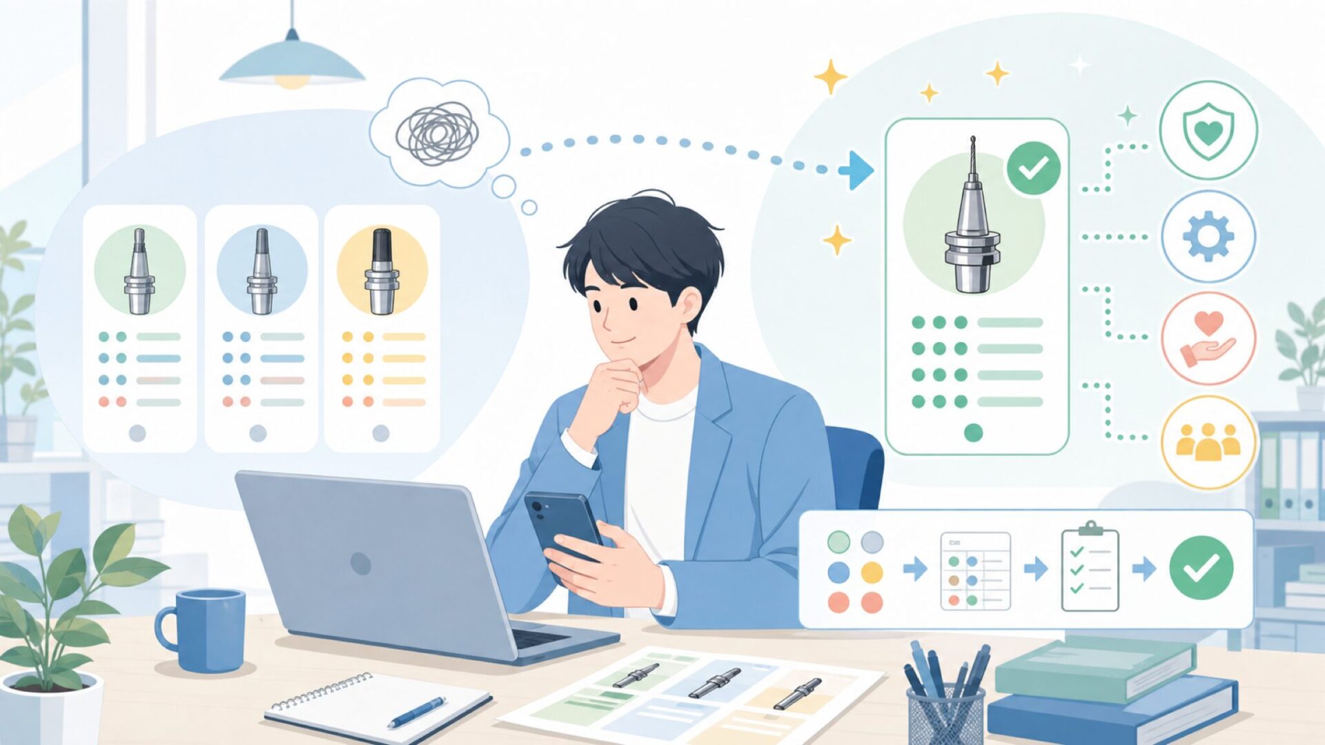 Haimer製品が評価される理由と導入前の比較ポイントを表すイラスト