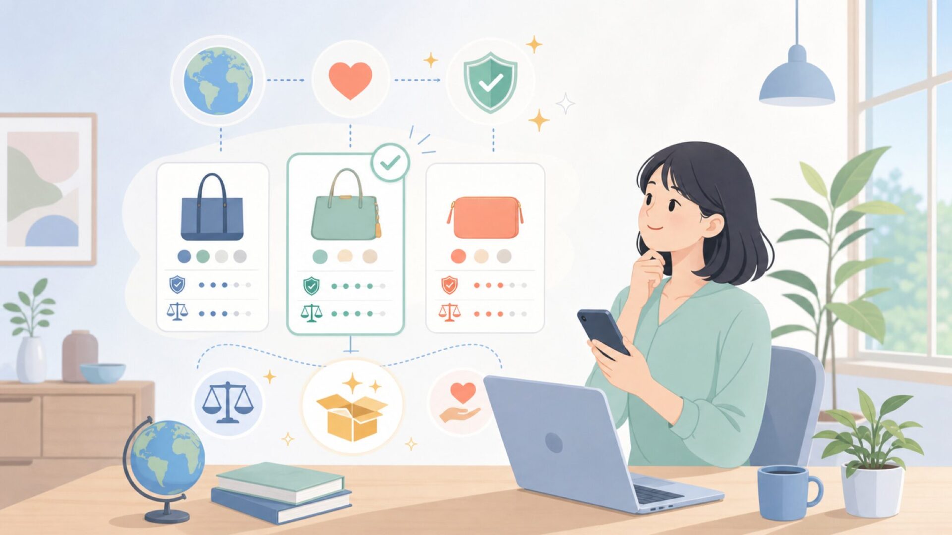 海外ブランドらしいデザイン性と所有する喜びを表すイラスト