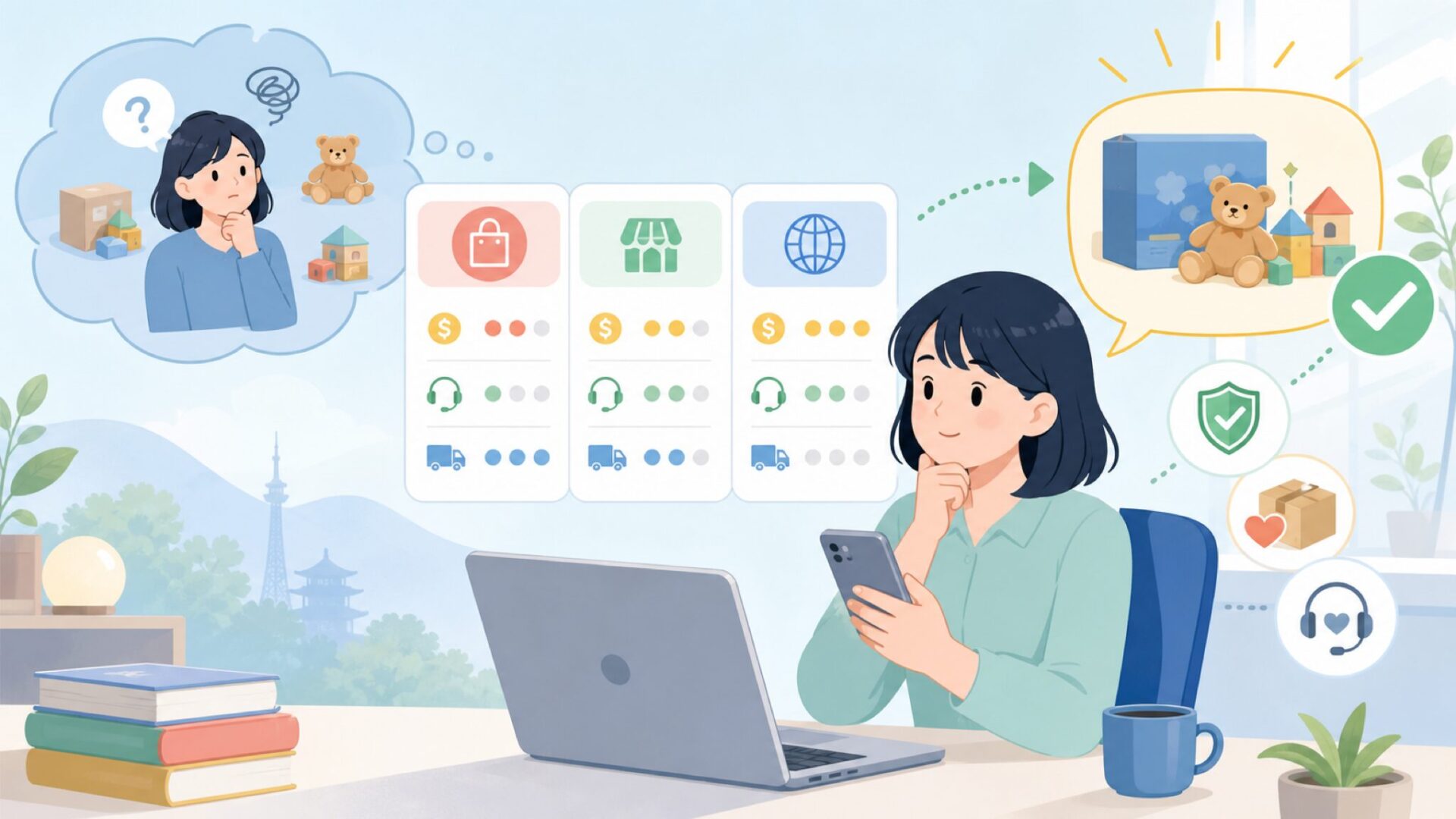 日本でMideerを購入する方法を表すイラスト