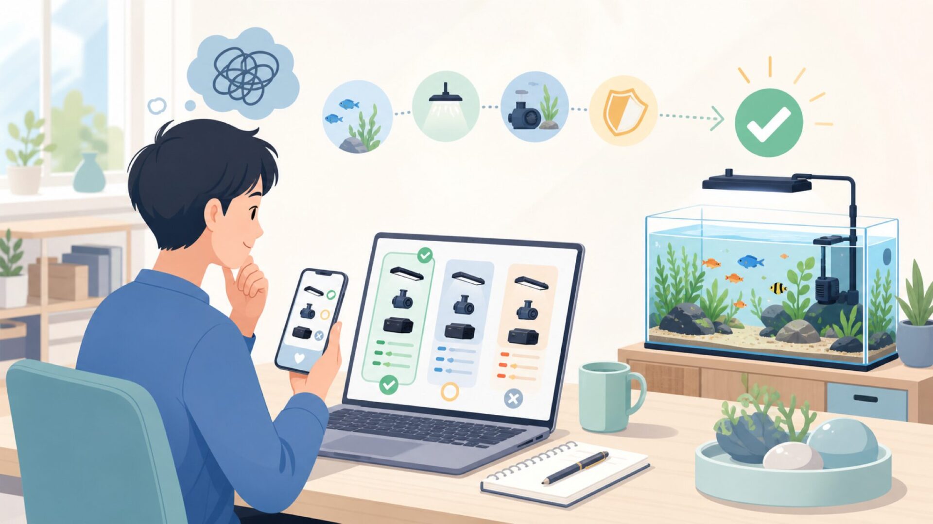 自分の水槽にMaxspectが向いているかを見極めるを表すイラスト