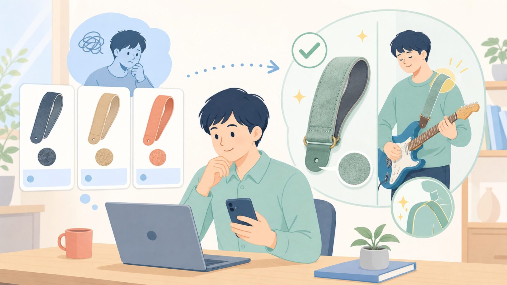 素材で選ぶ②スエード製SUEDE|肩へのなじみを重視するならを表すイラスト