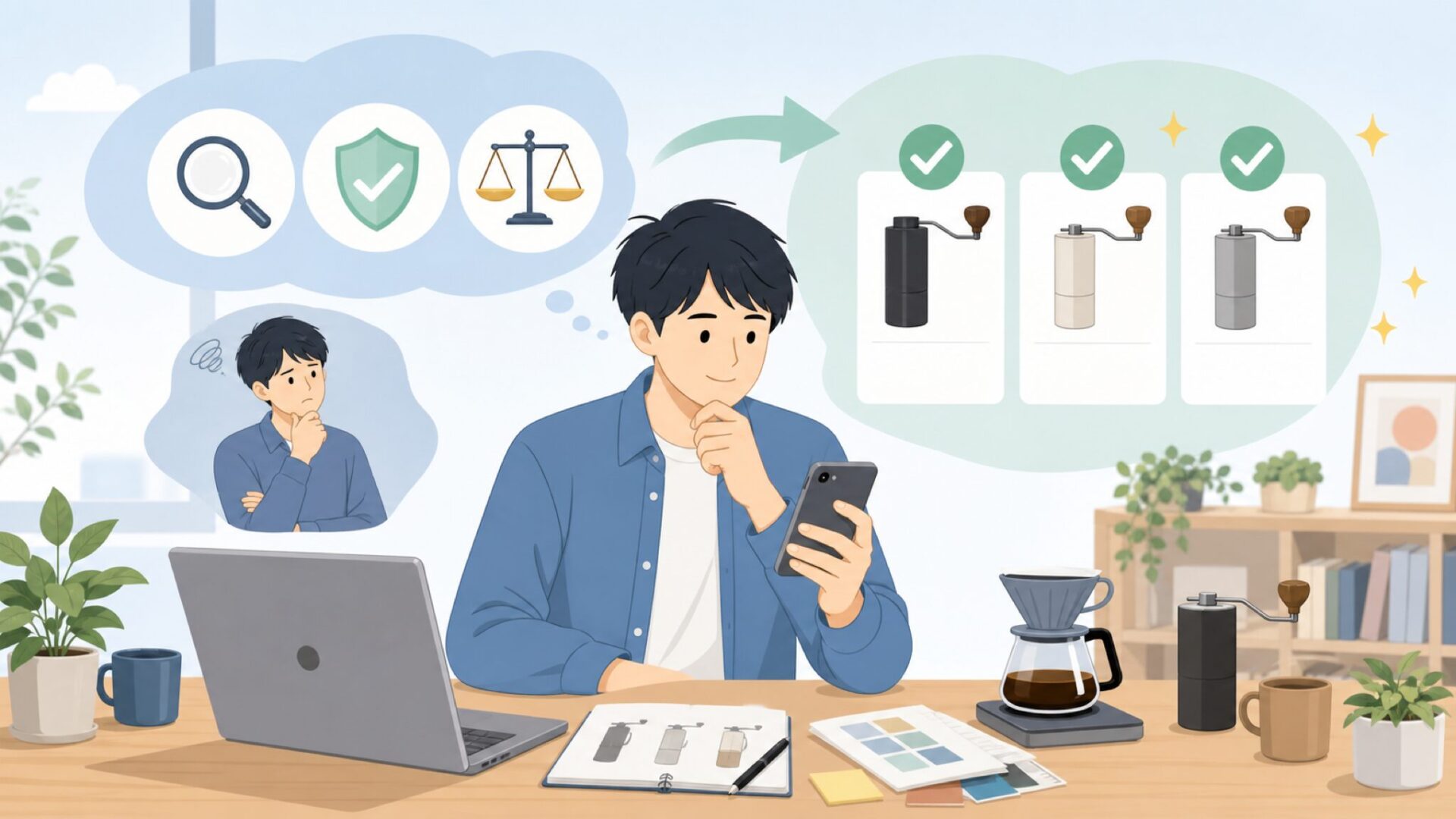 コマンダンテを選ぶ前に確認したい3つのポイントを表すイラスト
