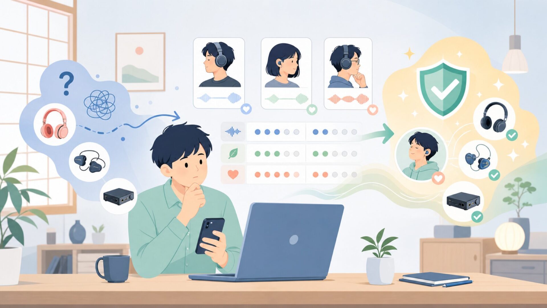 使用アーティストから見る音の方向性を表すイラスト