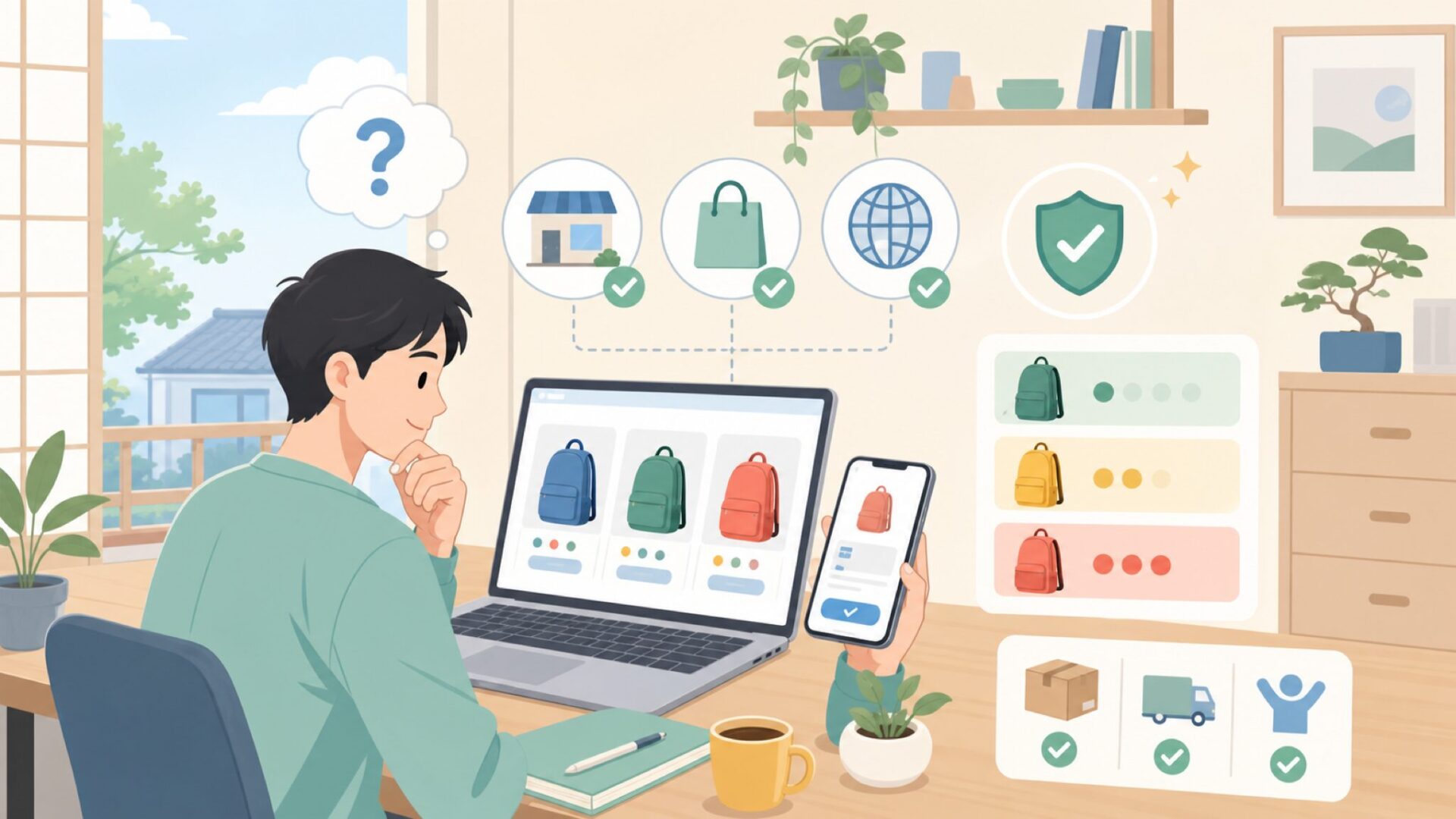 日本でCotopaxiを買う方法と価格帯の目安を表すイラスト