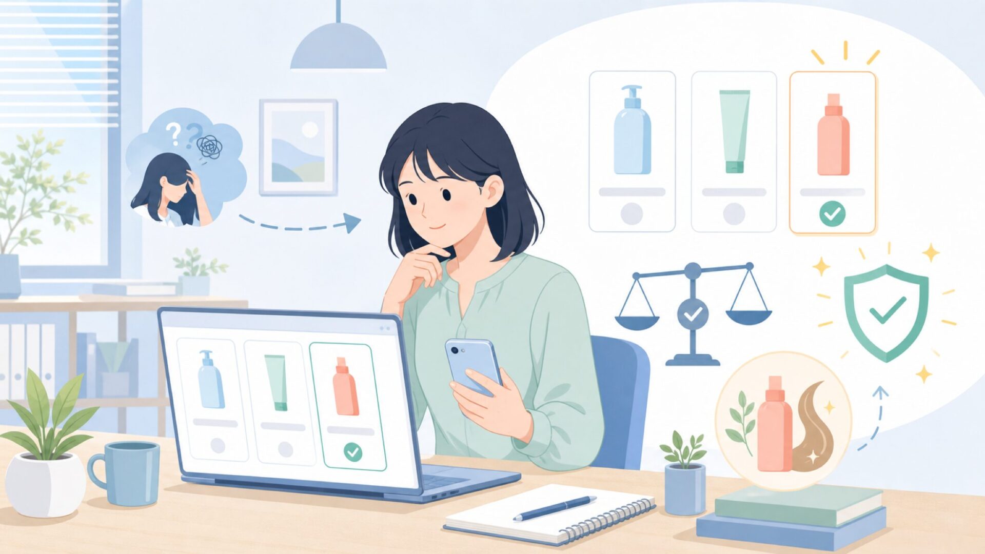 自分に合う選び方と購入時の注意点を表すイラスト