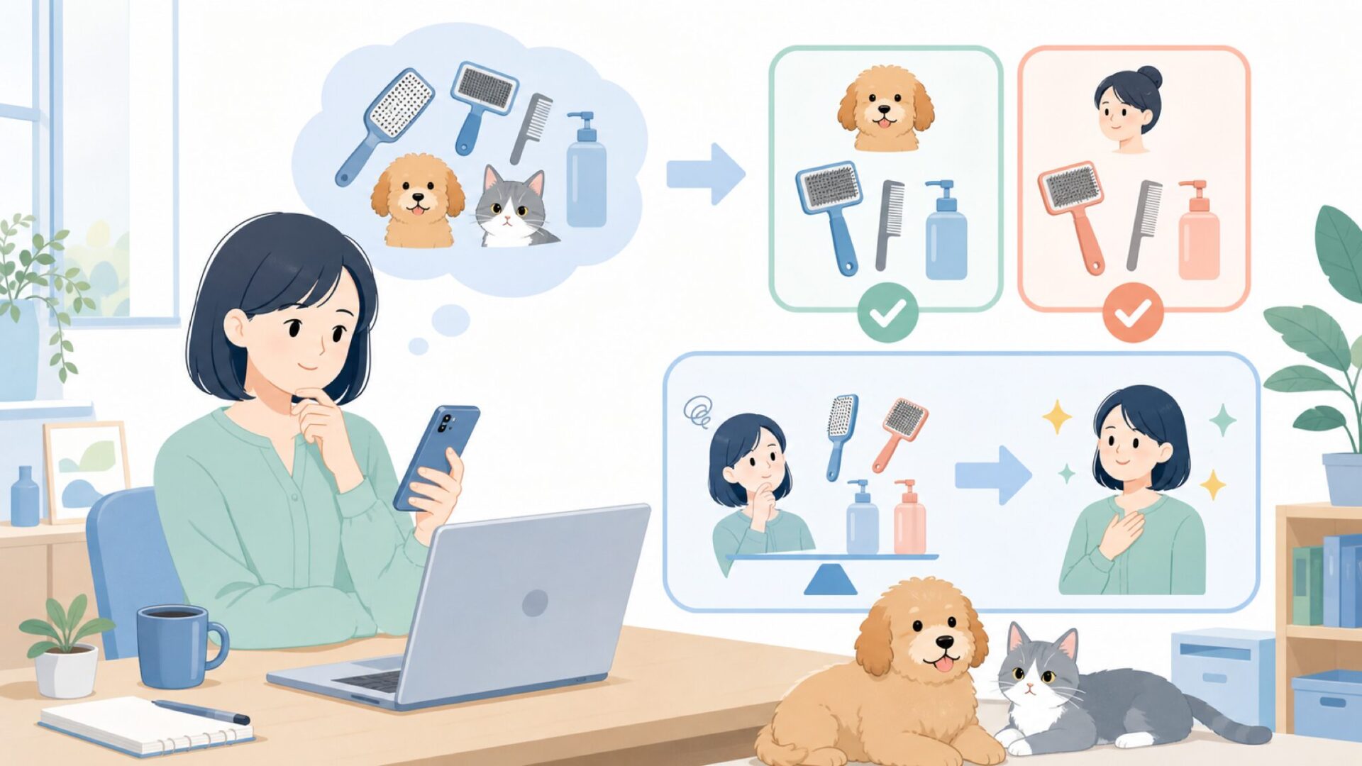ペット用にも使える?人用との違いと選び方を表すイラスト