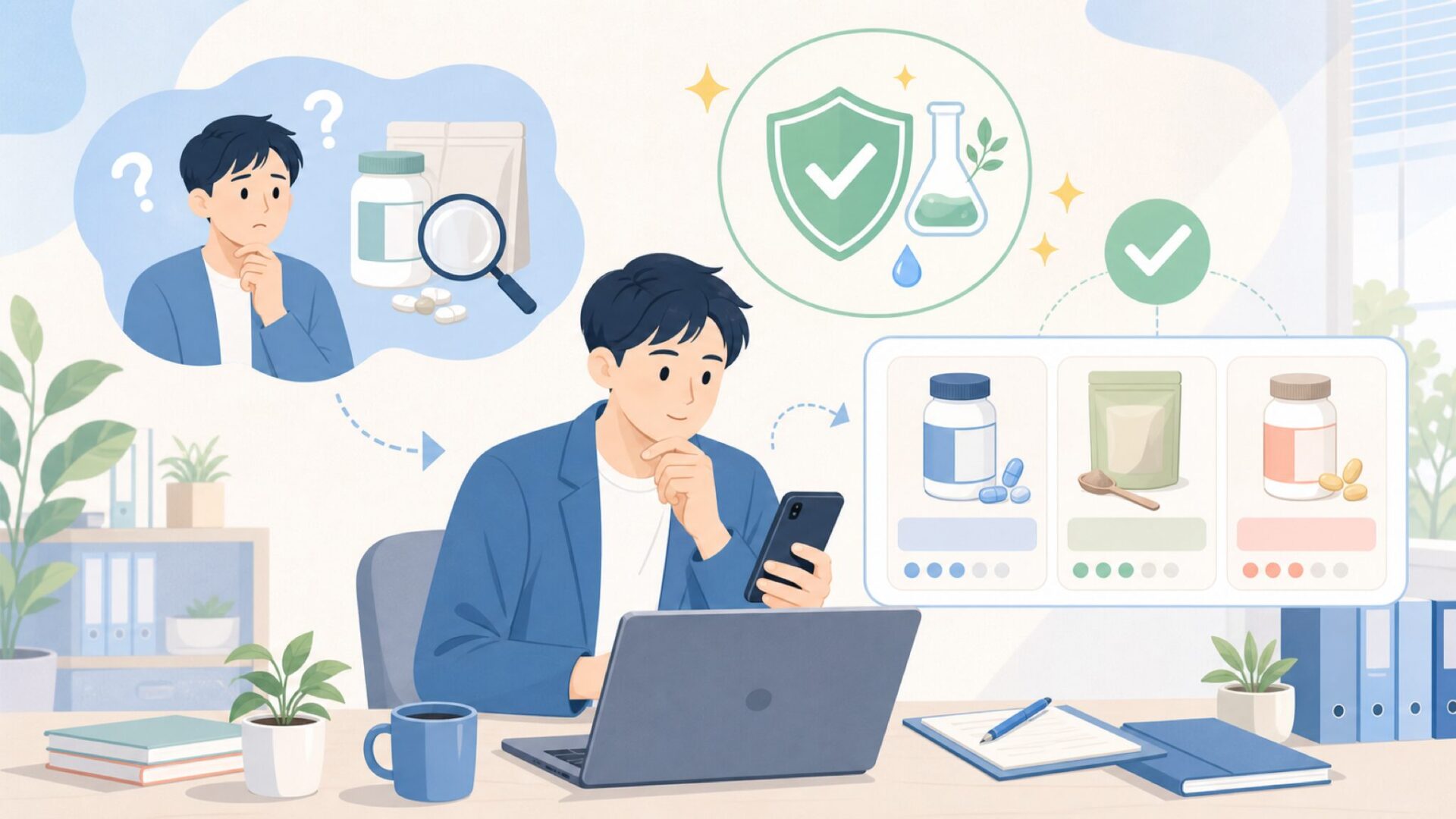 競技利用は大丈夫?禁止物質・ドーピング検査の確認ポイントを表すイラスト