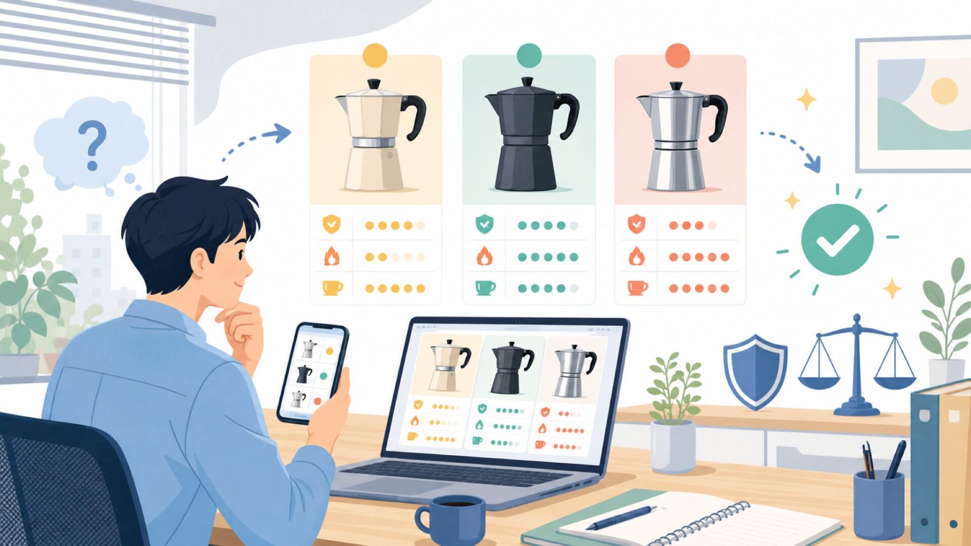 モカエキスプレス以外のビアレッティのラインナップ比較を表すイラスト