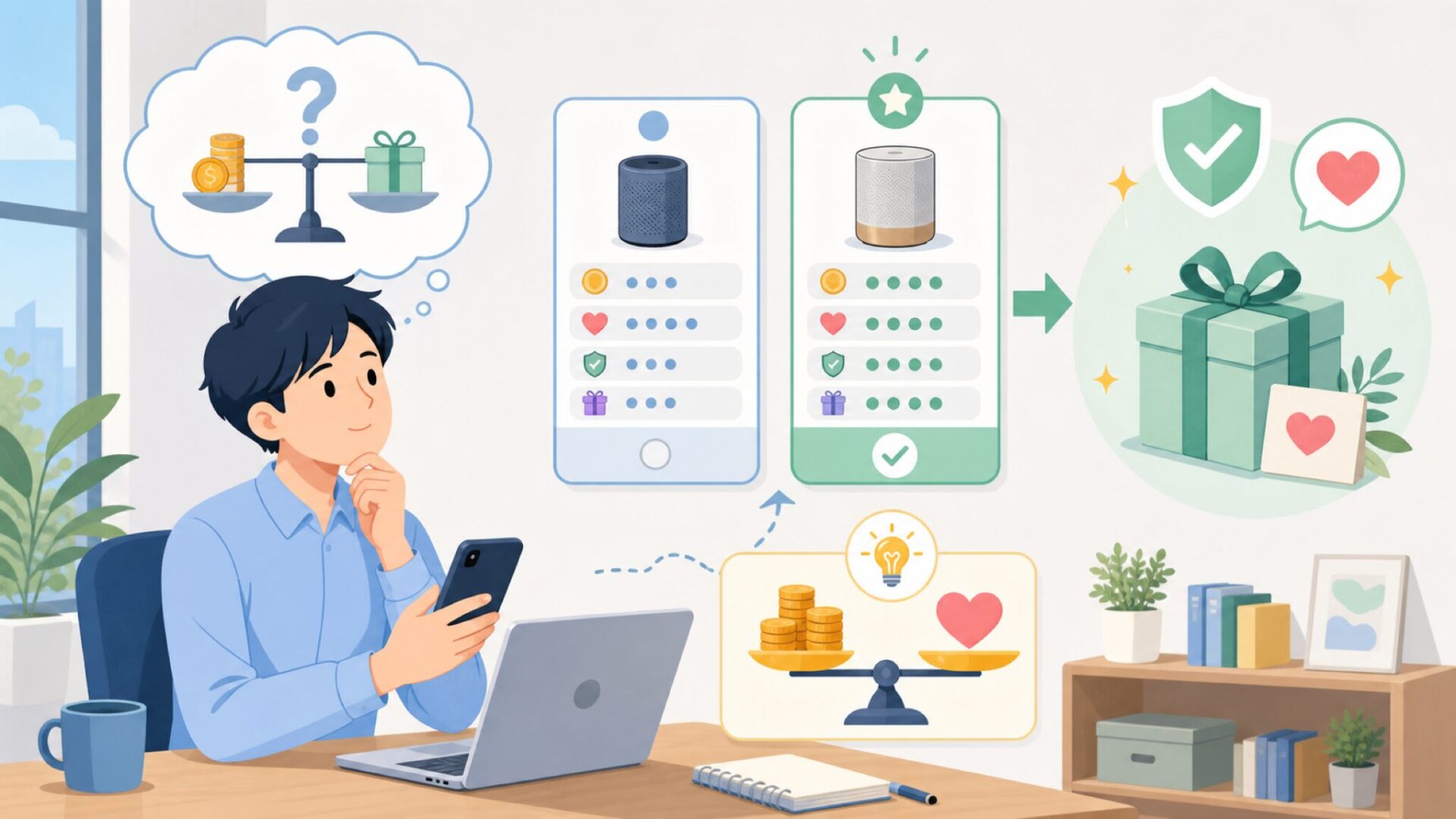 価格に見合う？ギフトにも選ばれる理由を表すイラスト