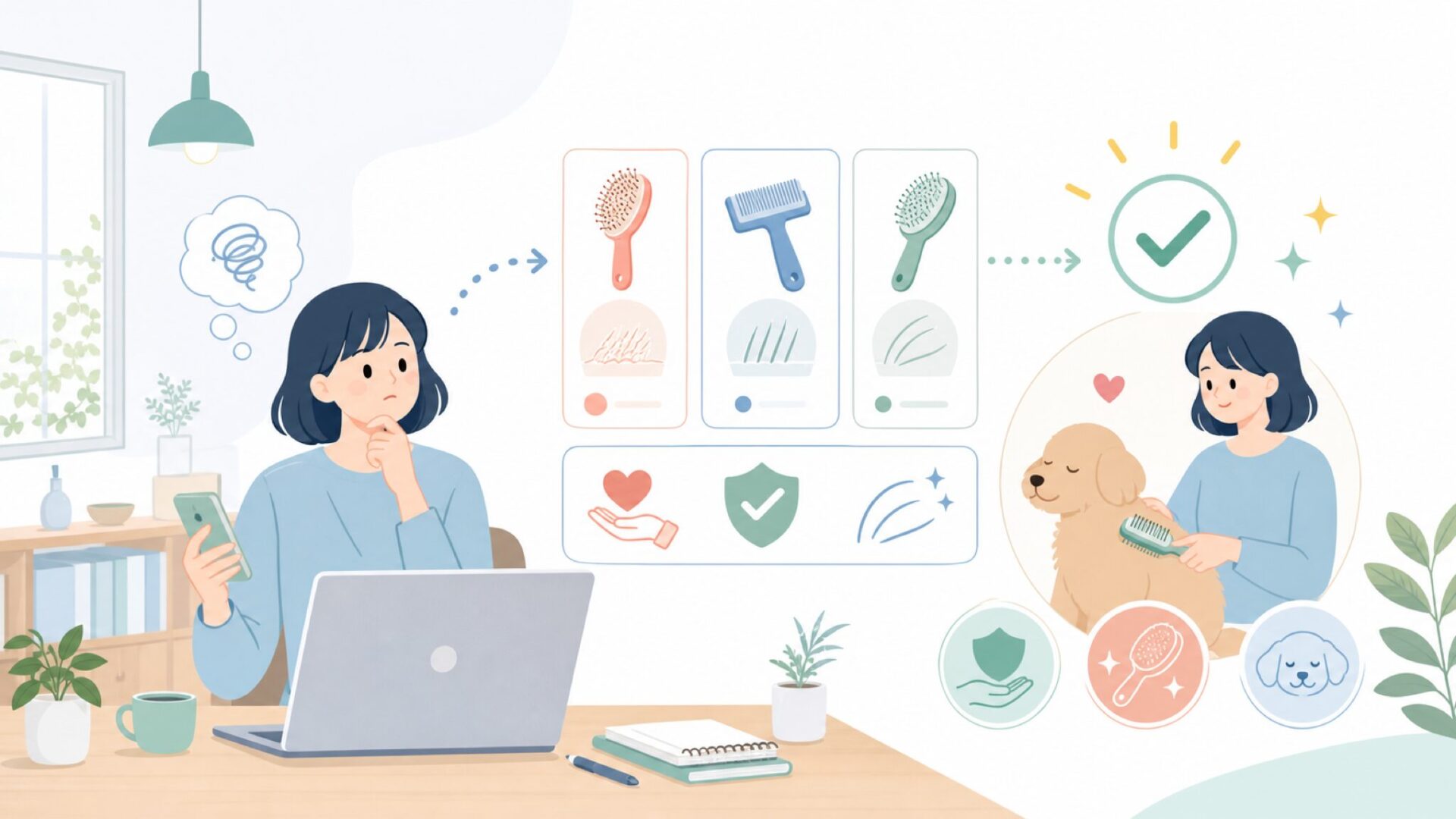 安全に使うためのブラッシングのコツを表すイラスト