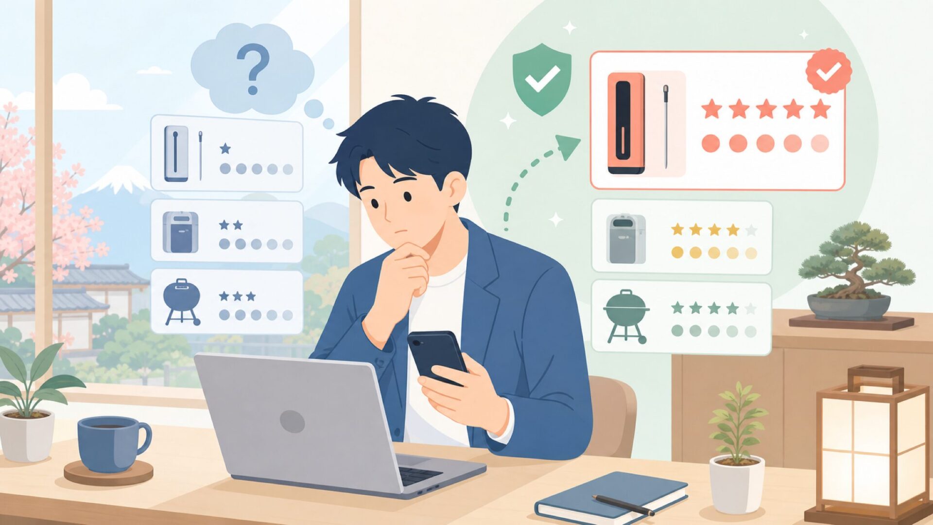 実際のレビューから見るMEATERの信頼性を表すイラスト