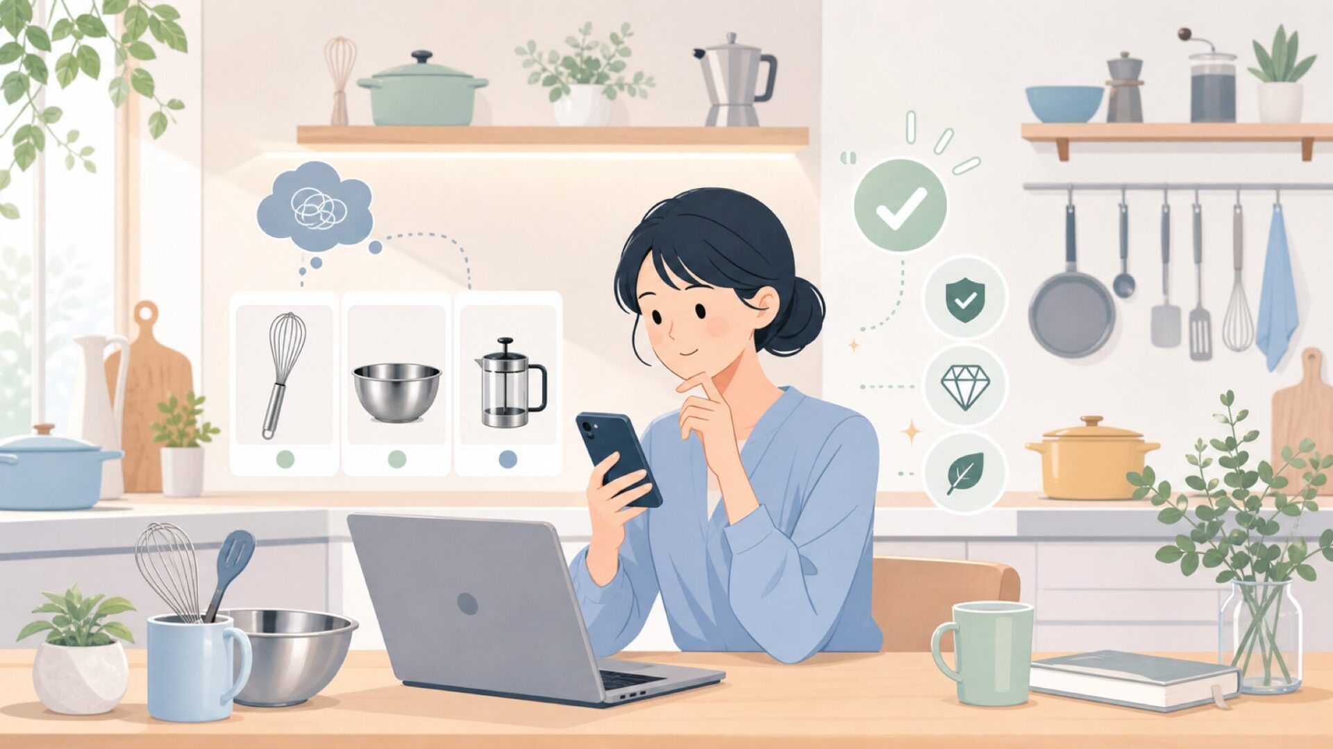 Kuchenprofiでキッチンに高級感を出す取り入れ方を表すイラスト