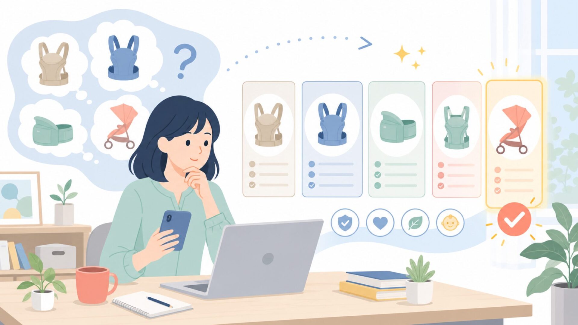 Infantinoで迷ったとき、一緒に比べてみたいブランドを表すイラスト