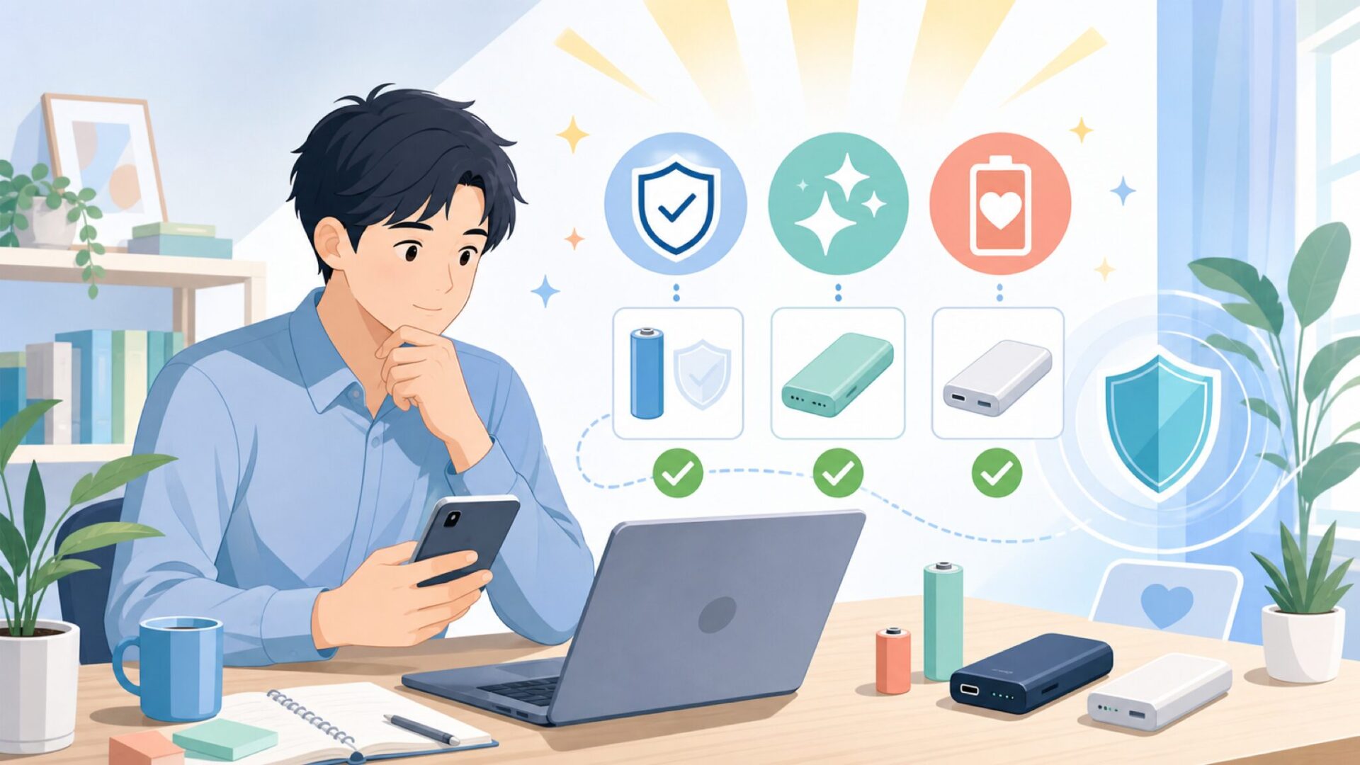 安全性を見極める3つのチェックポイントを表すイラスト