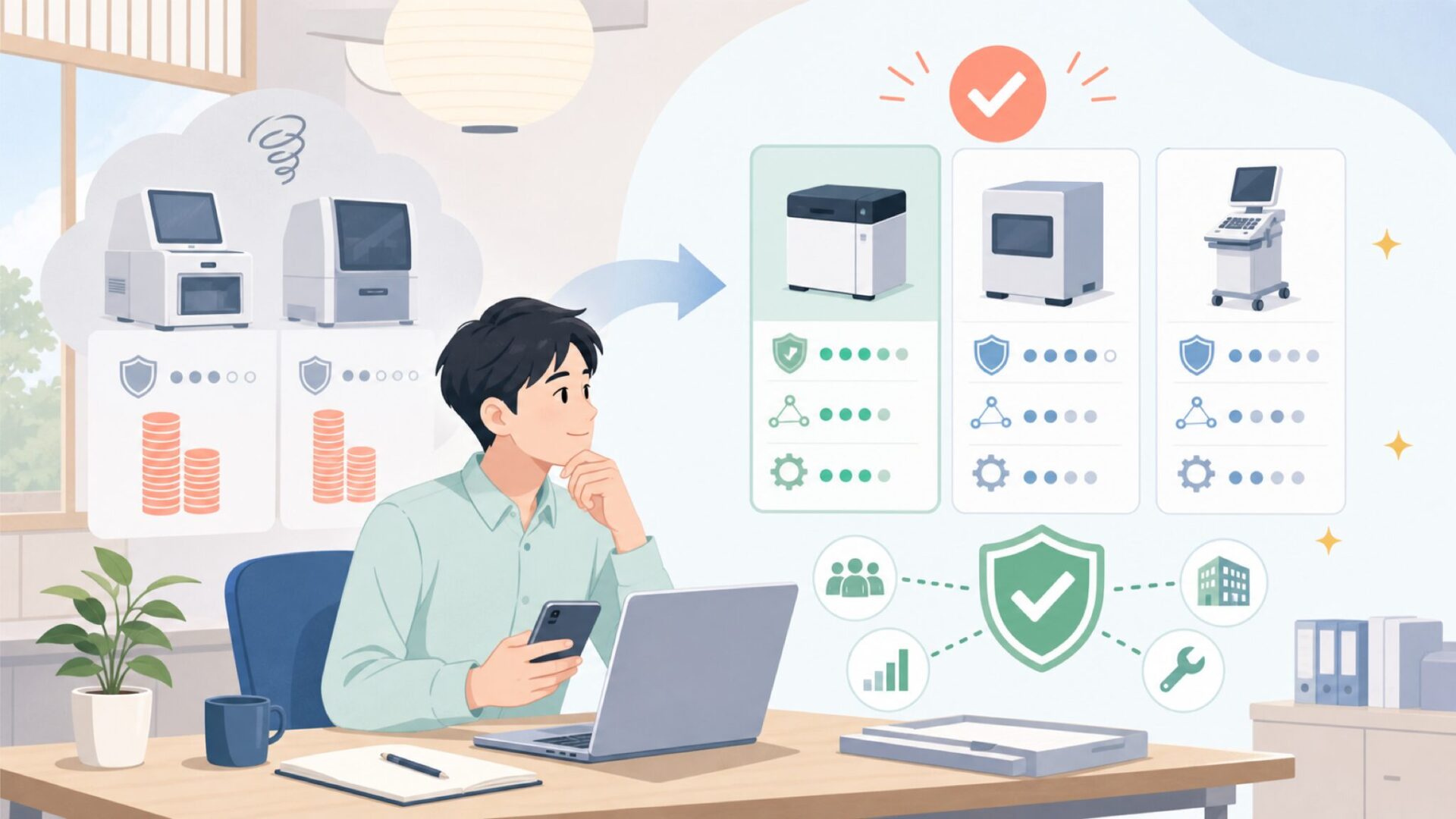 価格の安さは業務利用に耐えられるかを表すイラスト