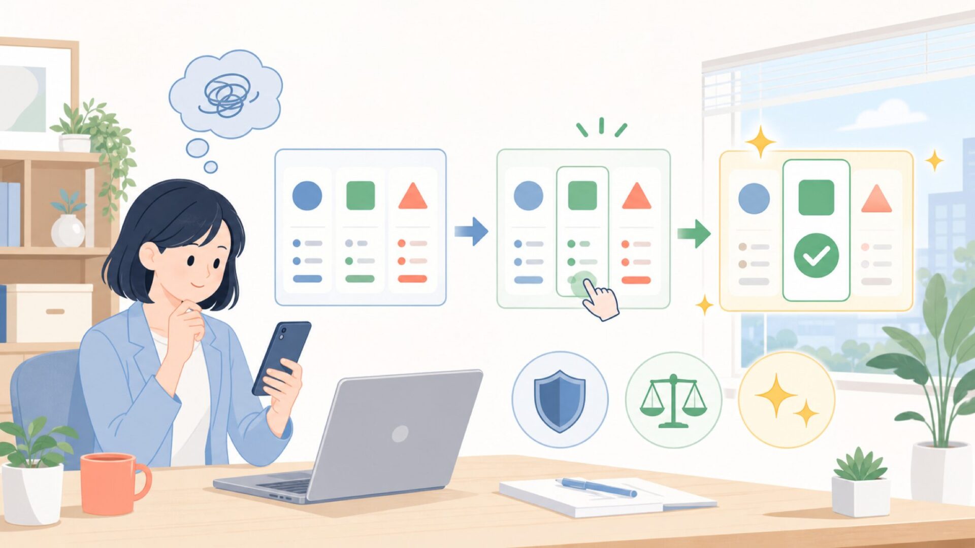 使いやすさで選ぶポイントを表すイラスト