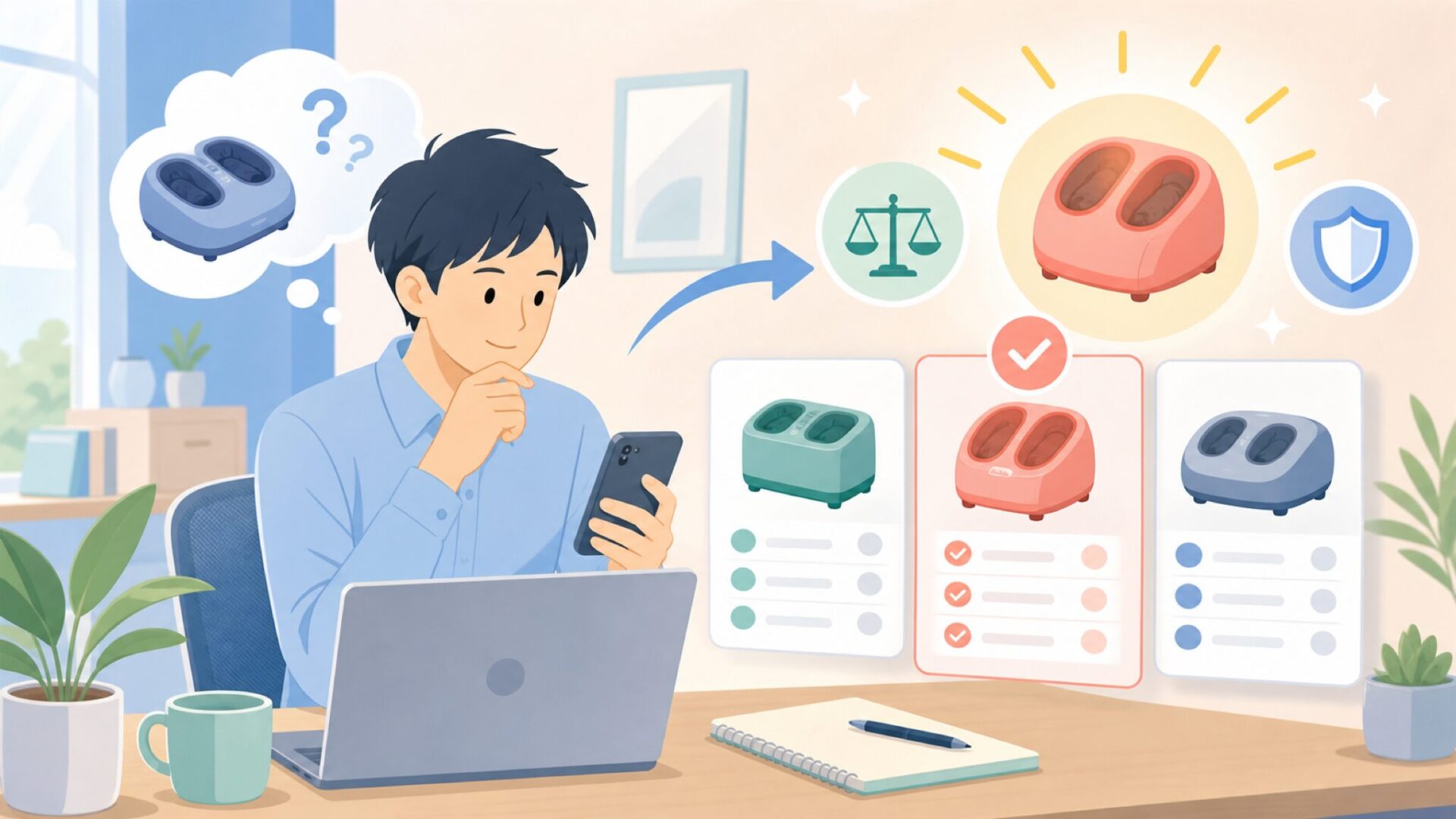 他のフットマッサージャーブランドとの比較を表すイラスト