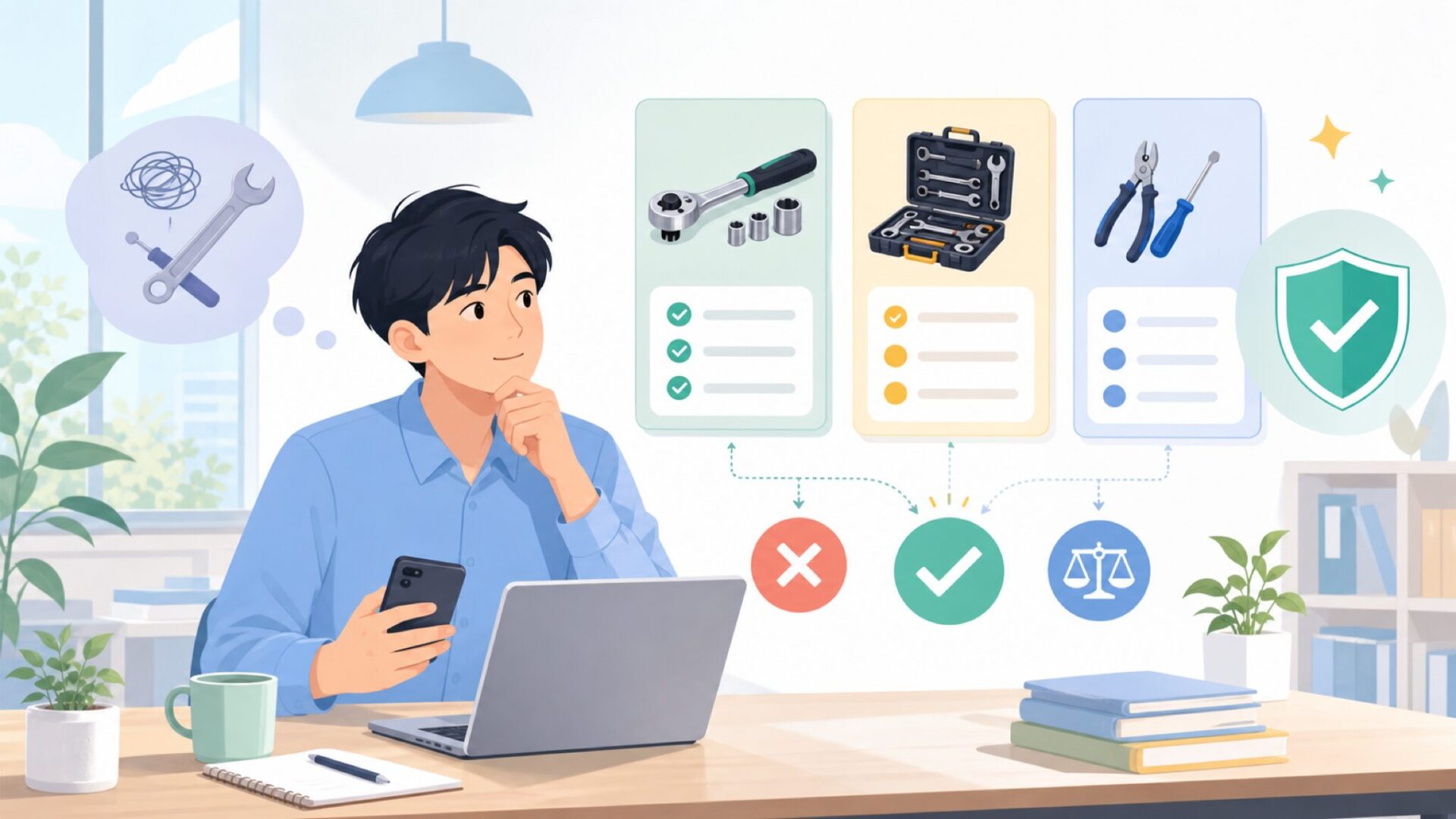 Capri Toolsが向いている人・避けたほうがいい人、代替候補ブランドを表すイラスト