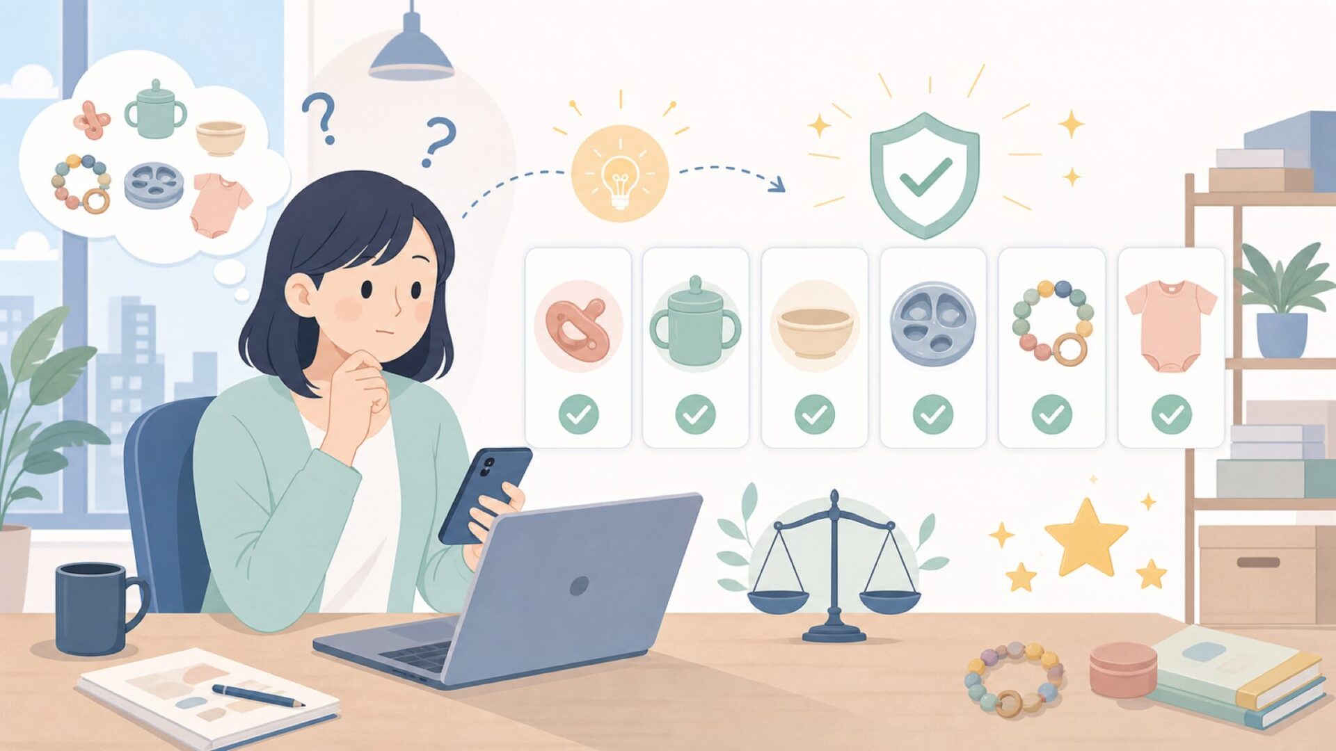 編集部厳選!Mushieの人気商品6選(カテゴリ別比較)を表すイラスト