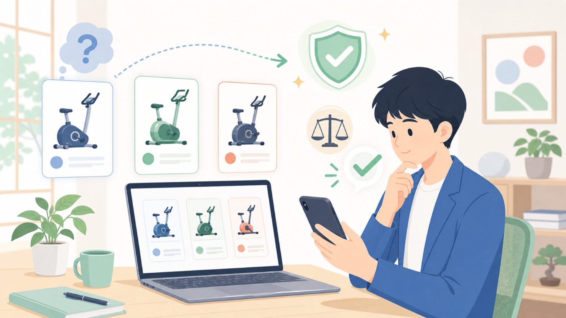 他のアップライトバイクとの比較とランキング上の位置づけを表すイラスト
