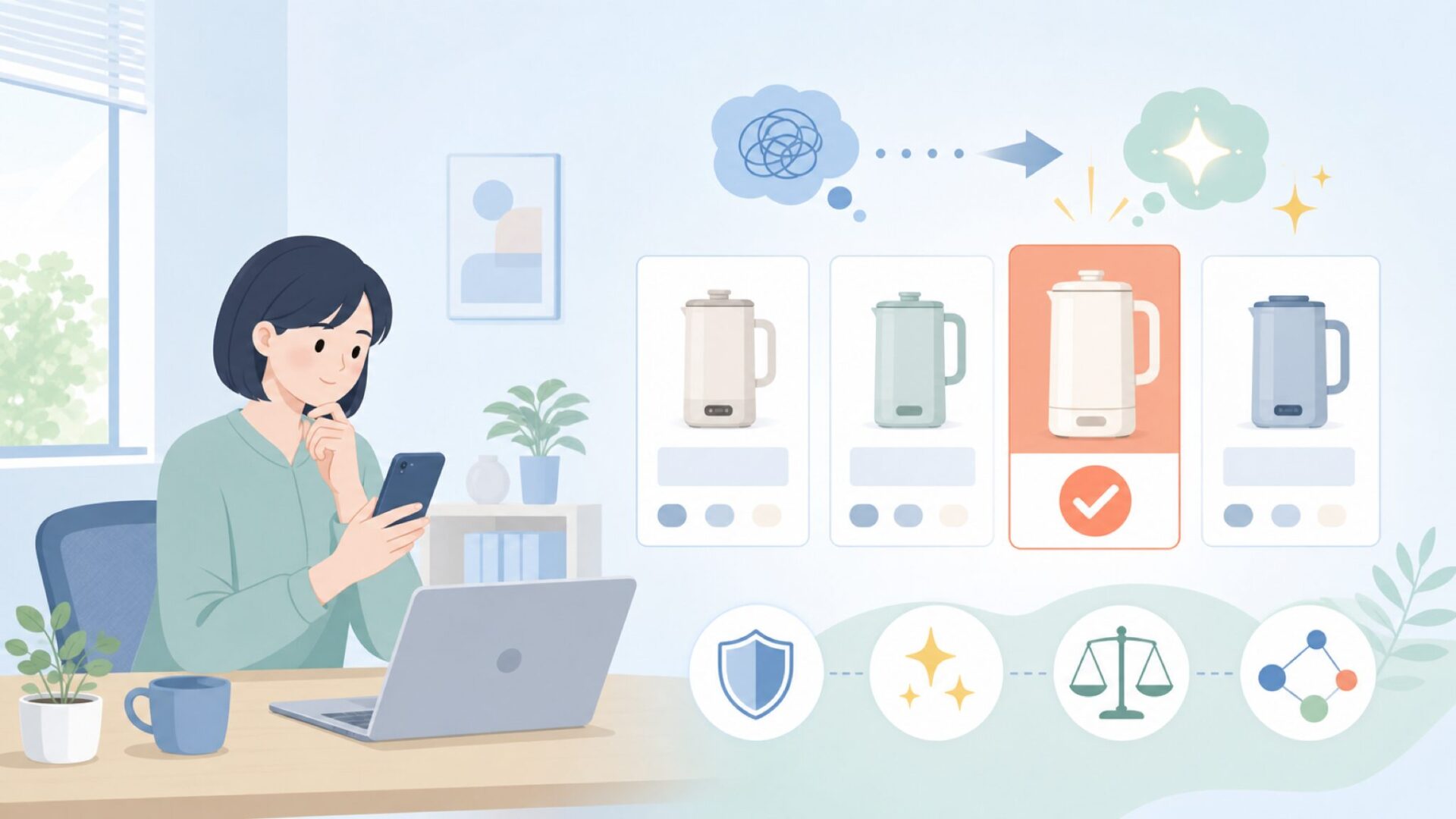 他社豆乳メーカーとの比較で見えてくる選ぶ理由を表すイラスト
