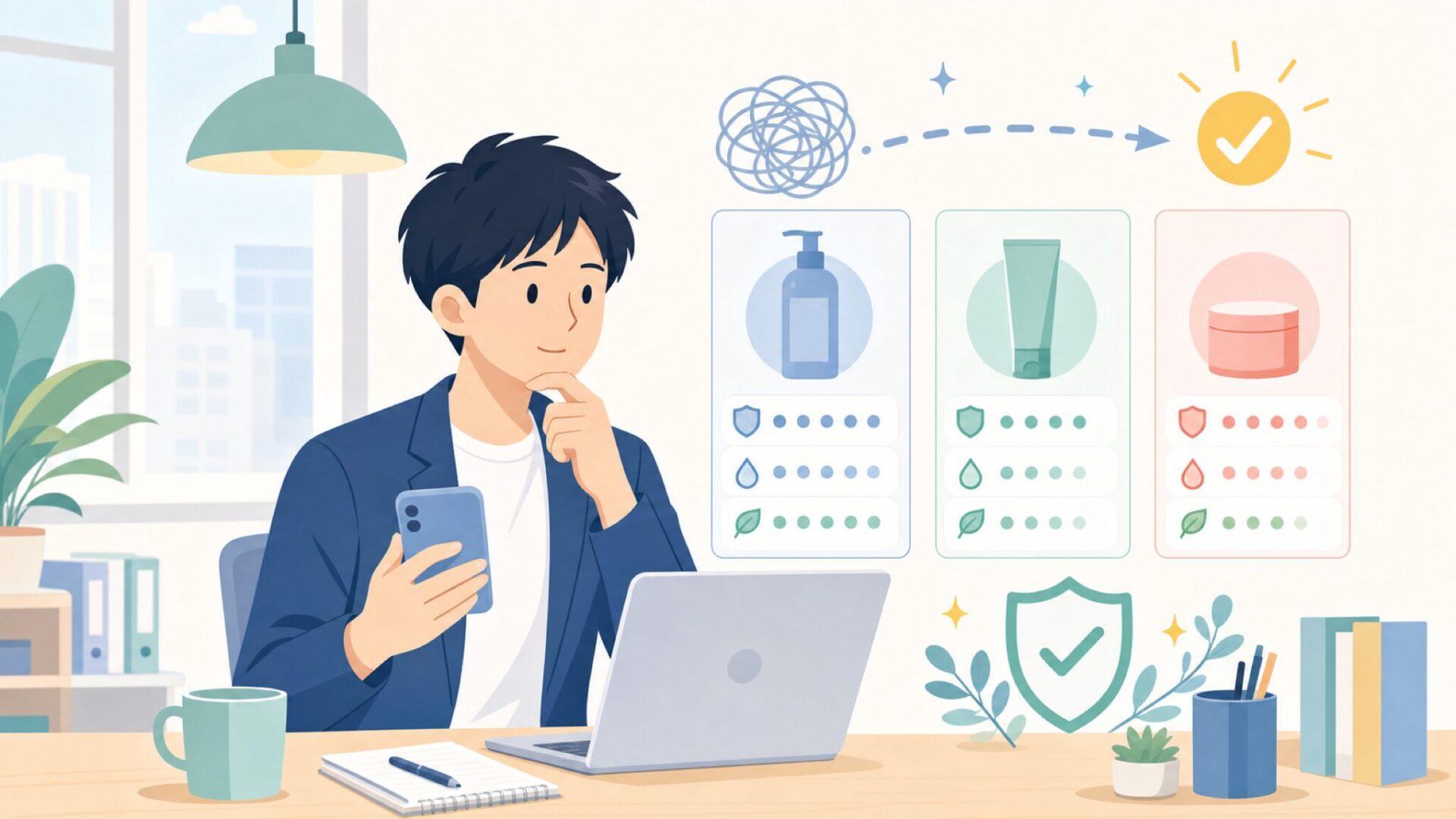Amazonで見つかる類似ブランドとの比較を表すイラスト