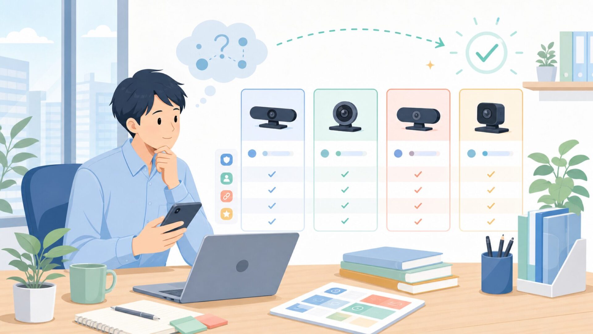 Logicool・Anker・EMEETとの違いで見るTenveoの立ち位置を表すイラスト
