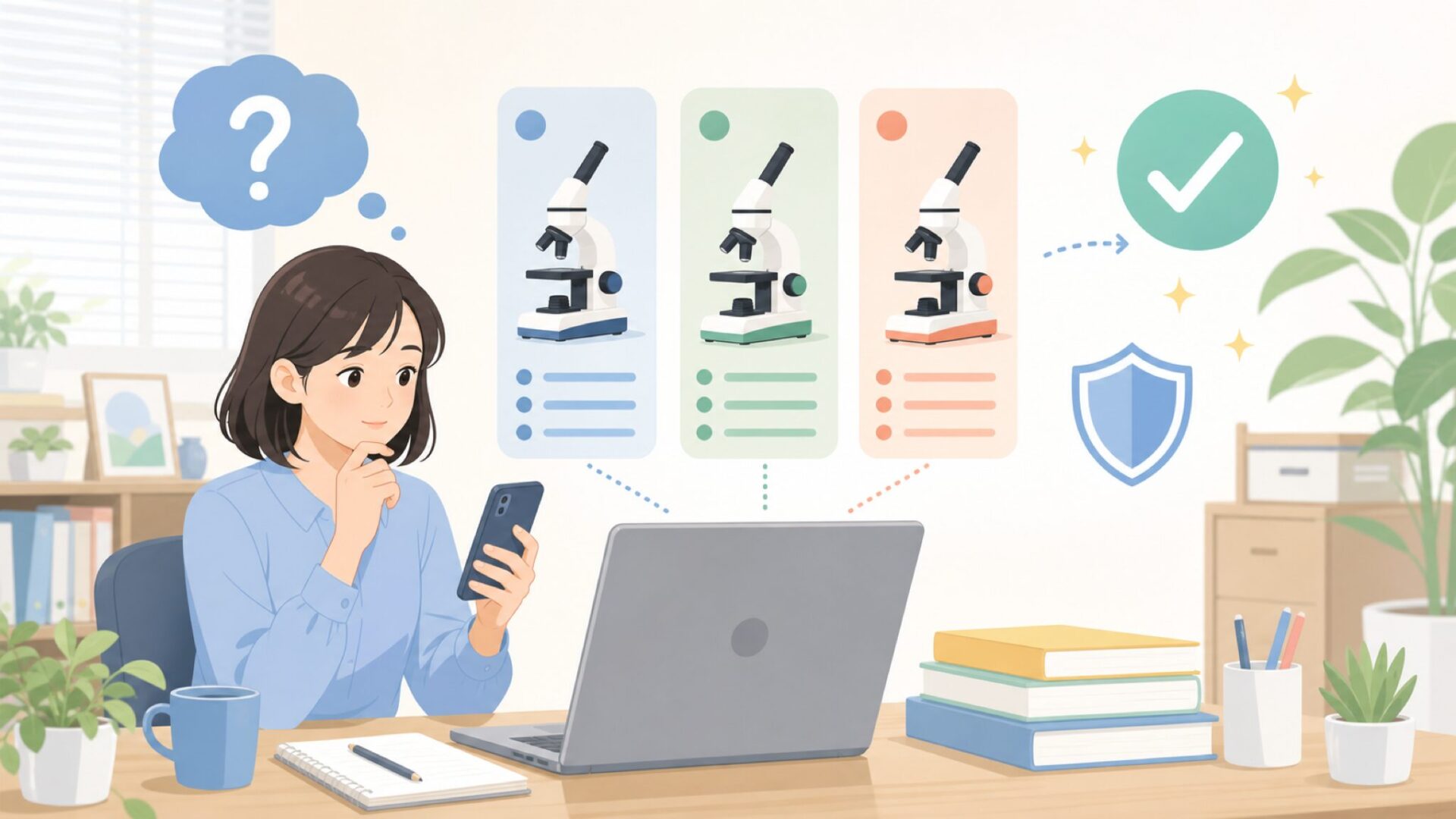 子どもの自由研究・学習用に選ぶときの判断基準を表すイラスト