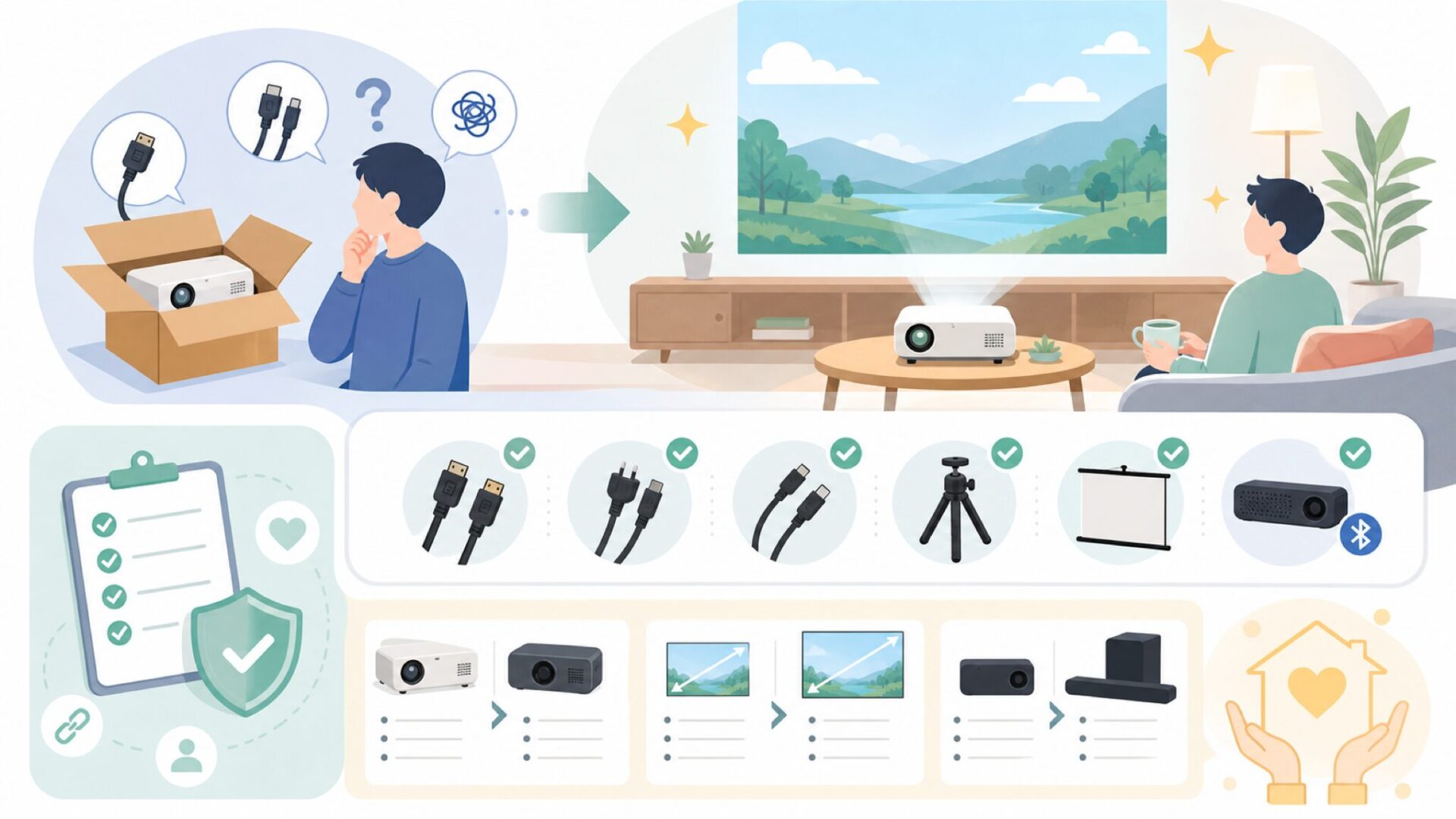 使い始める前に揃えたい周辺機器を表すイラスト