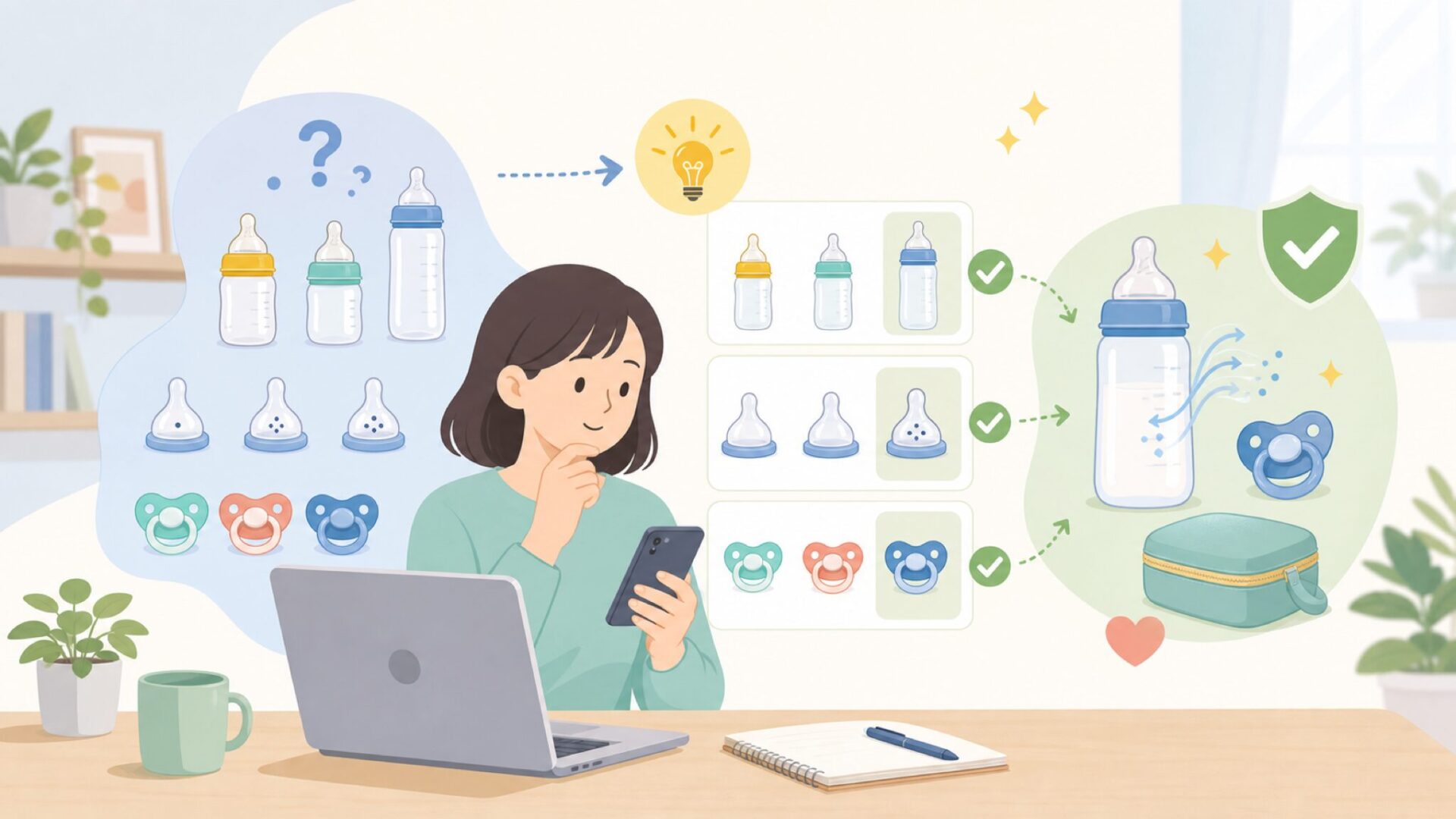 人気のMAM製品と選び方のコツを表すイラスト