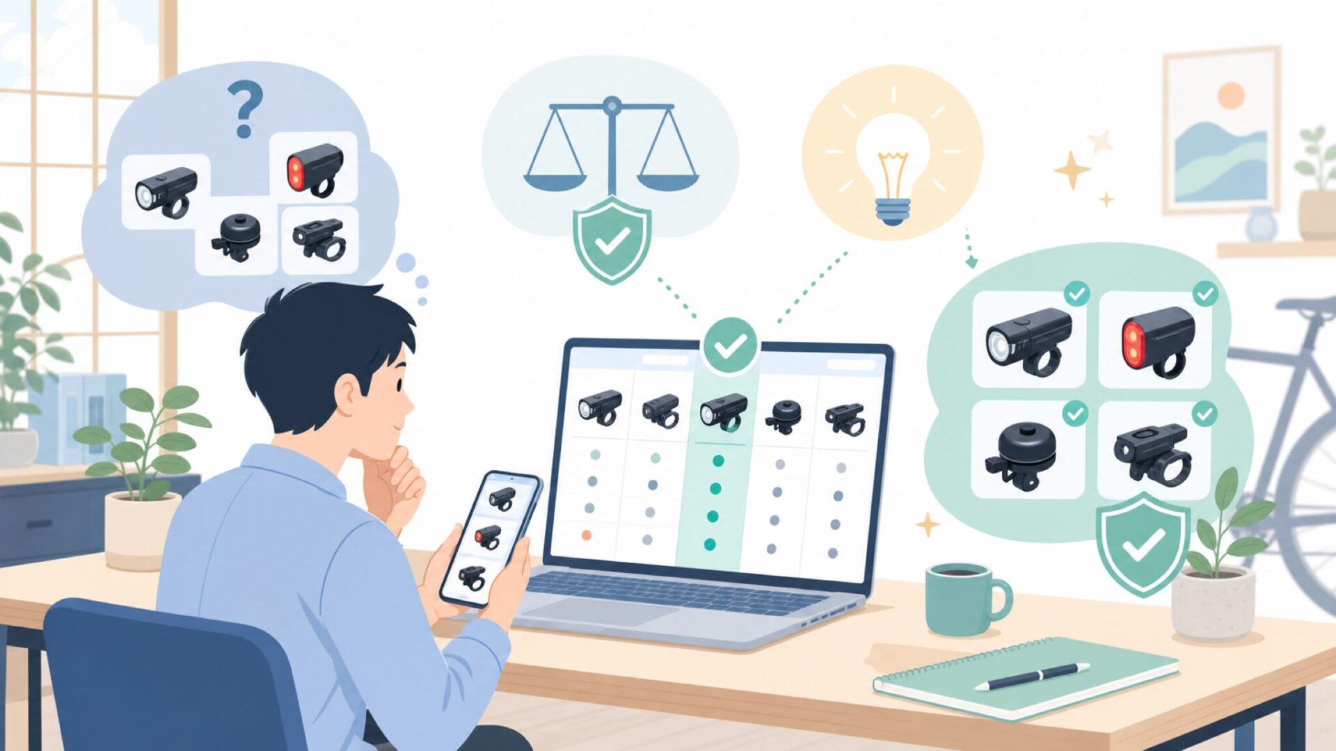 Knogと他の自転車用品ブランドとの違いを表すイラスト
