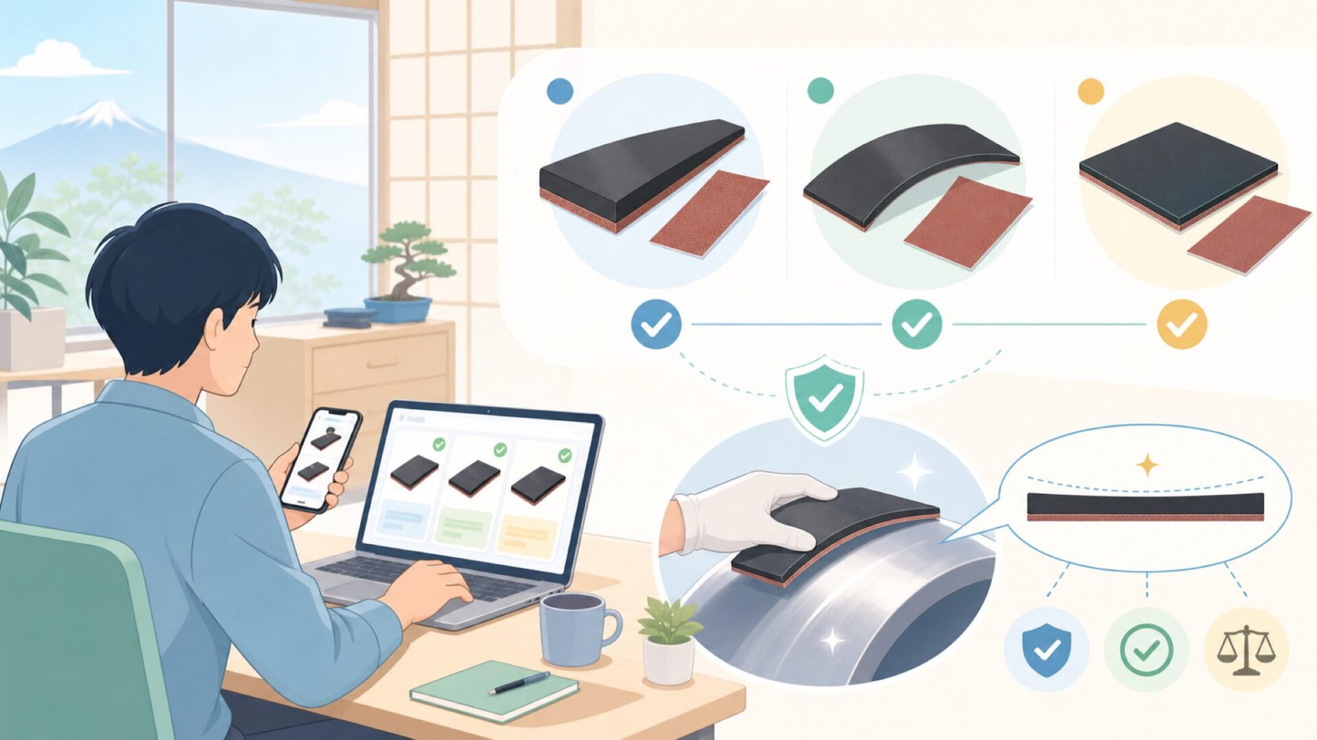 サンドペーパー用カーボンプレートCFB-25&CB-Sを表すイラスト