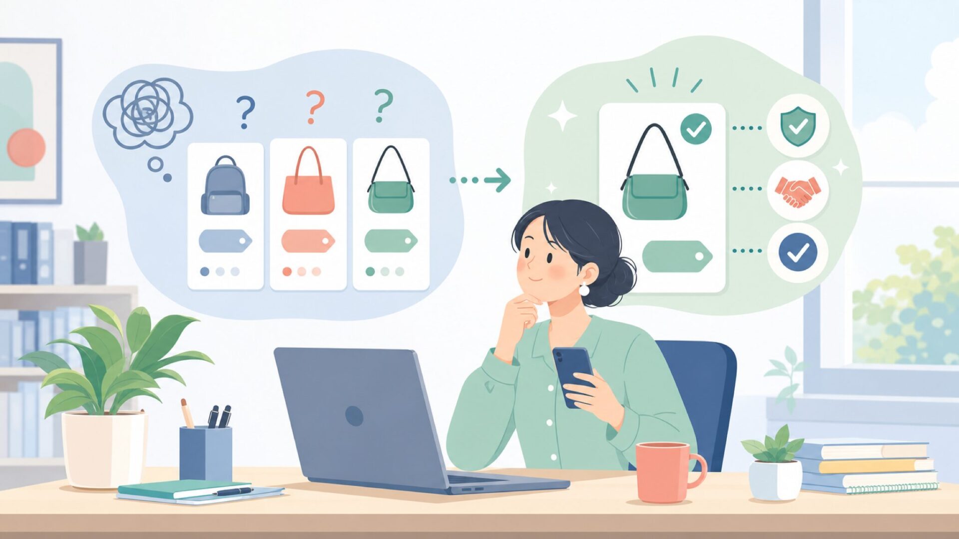購入前に知っておきたい価格と選び方を表すイラスト
