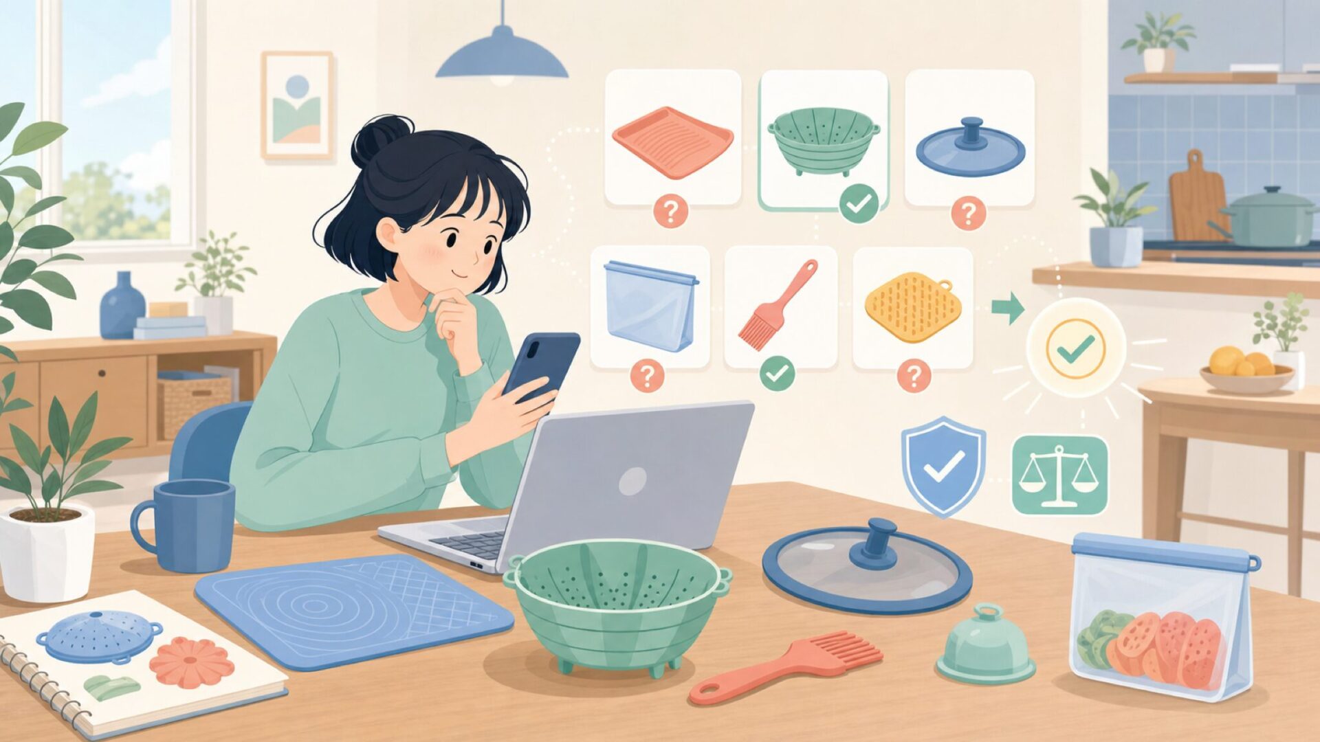 個性派ぞろいのそのほかのシリコン調理器具を表すイラスト