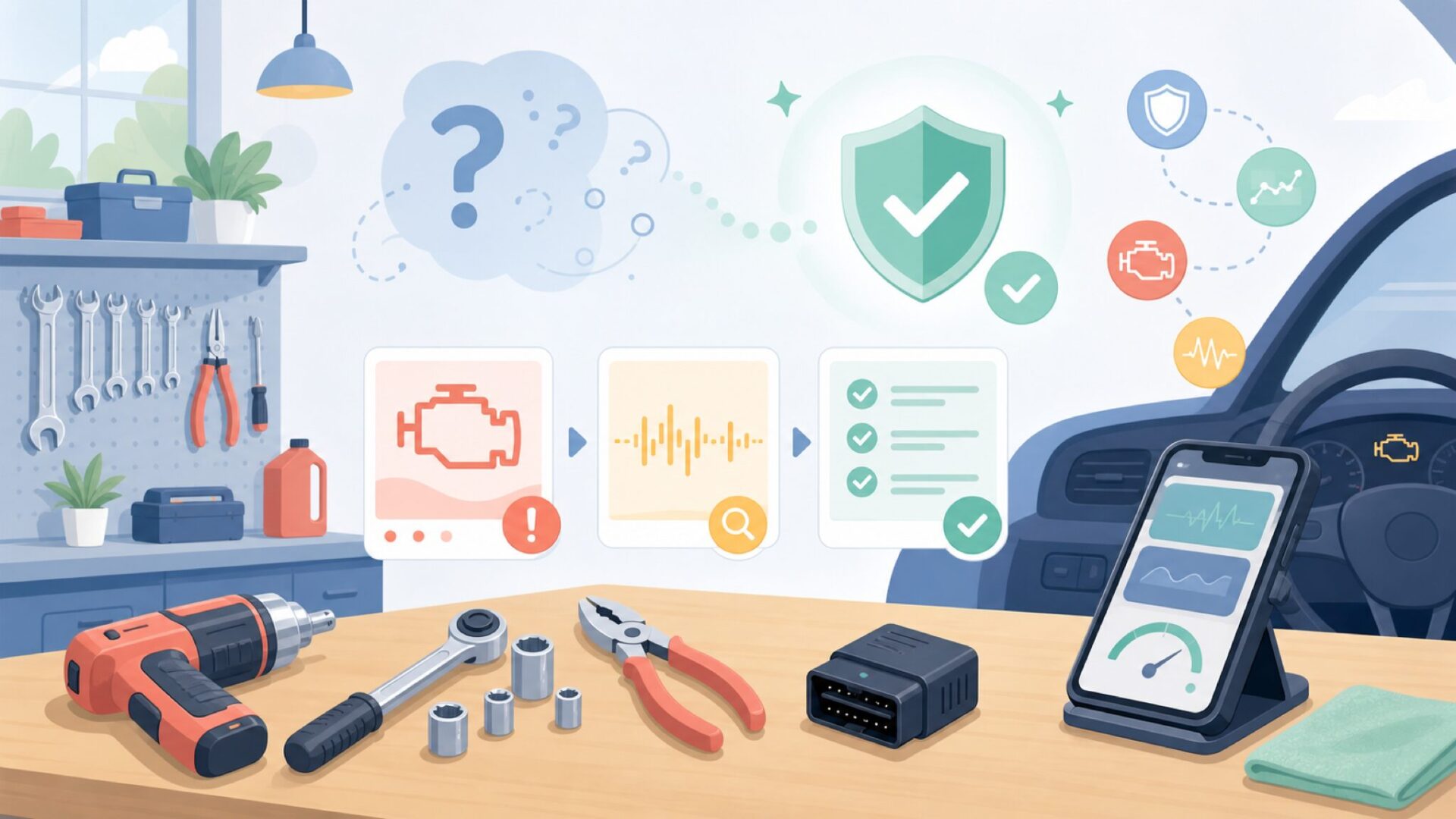 OBDLinkでできること・使い方の基本を表すイラスト