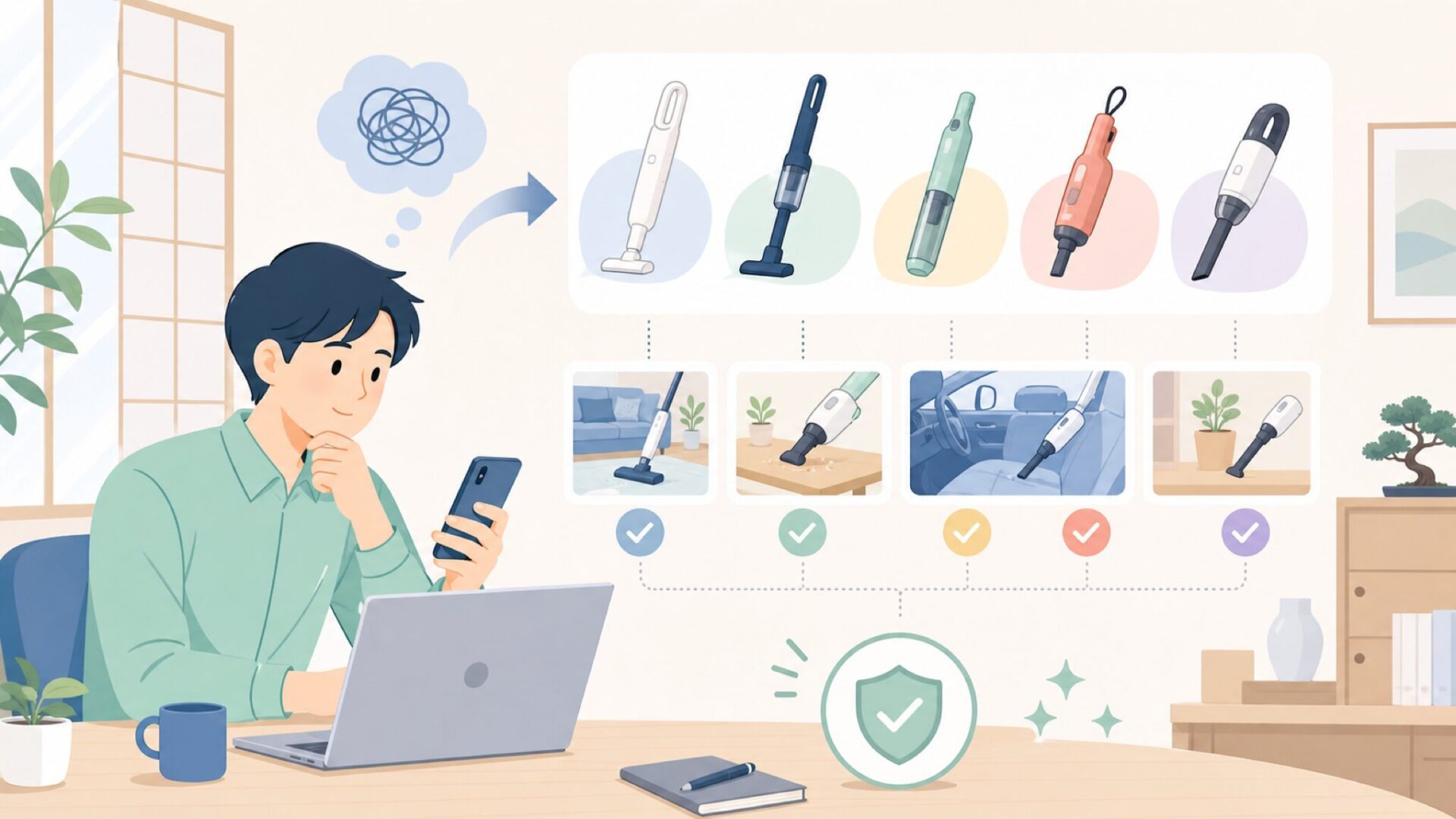 主要ラインナップと用途別の選び方を表すイラスト